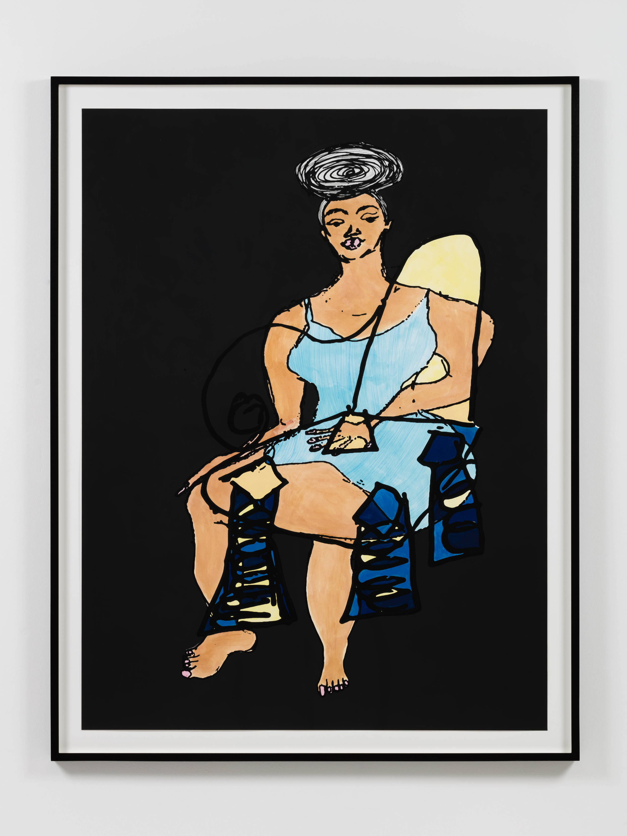 Tschabalala Self, At Home - Lady in Blue Before Bed, 2022
