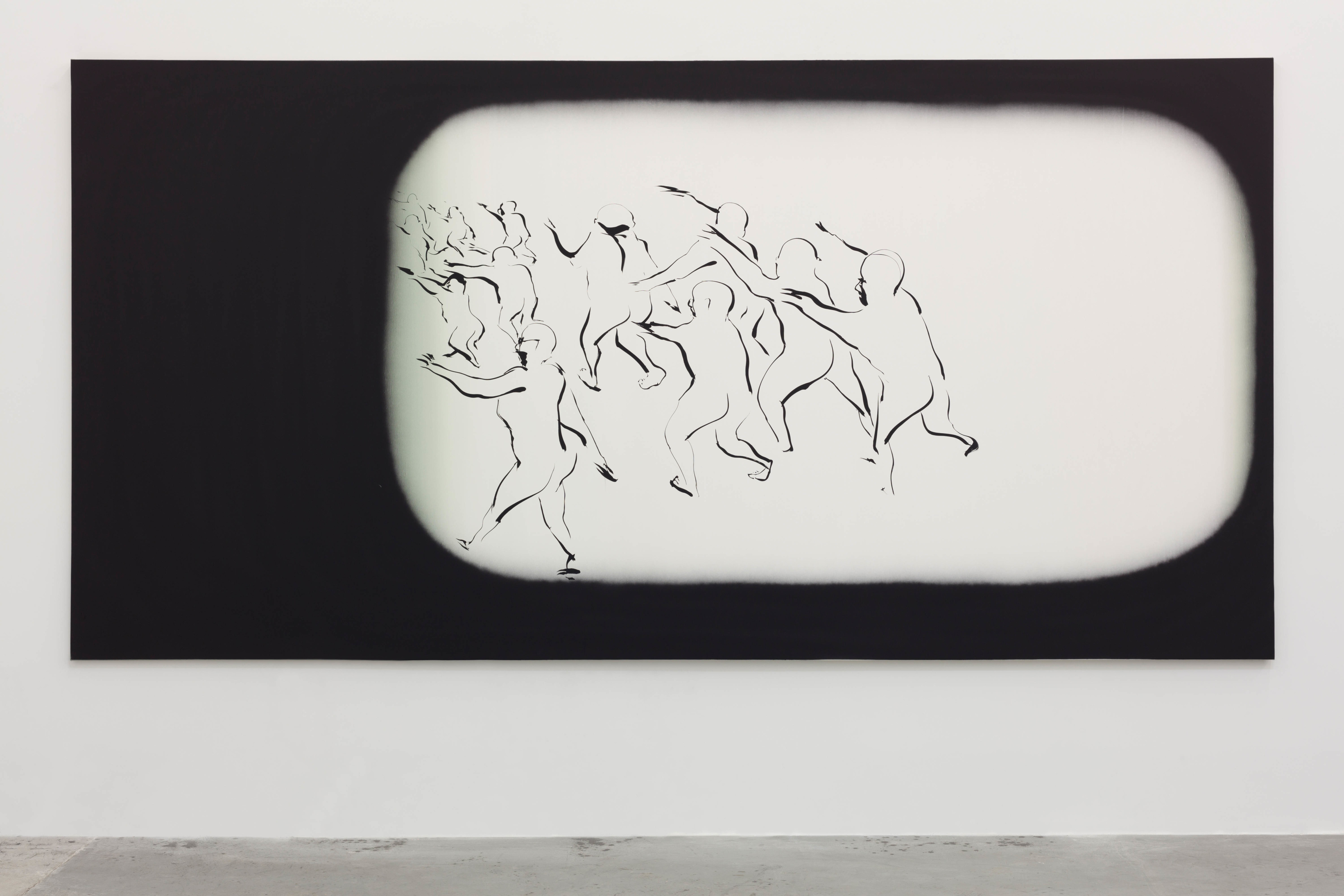 Tala Madani, Corner Projection (Crowd Running), 2019