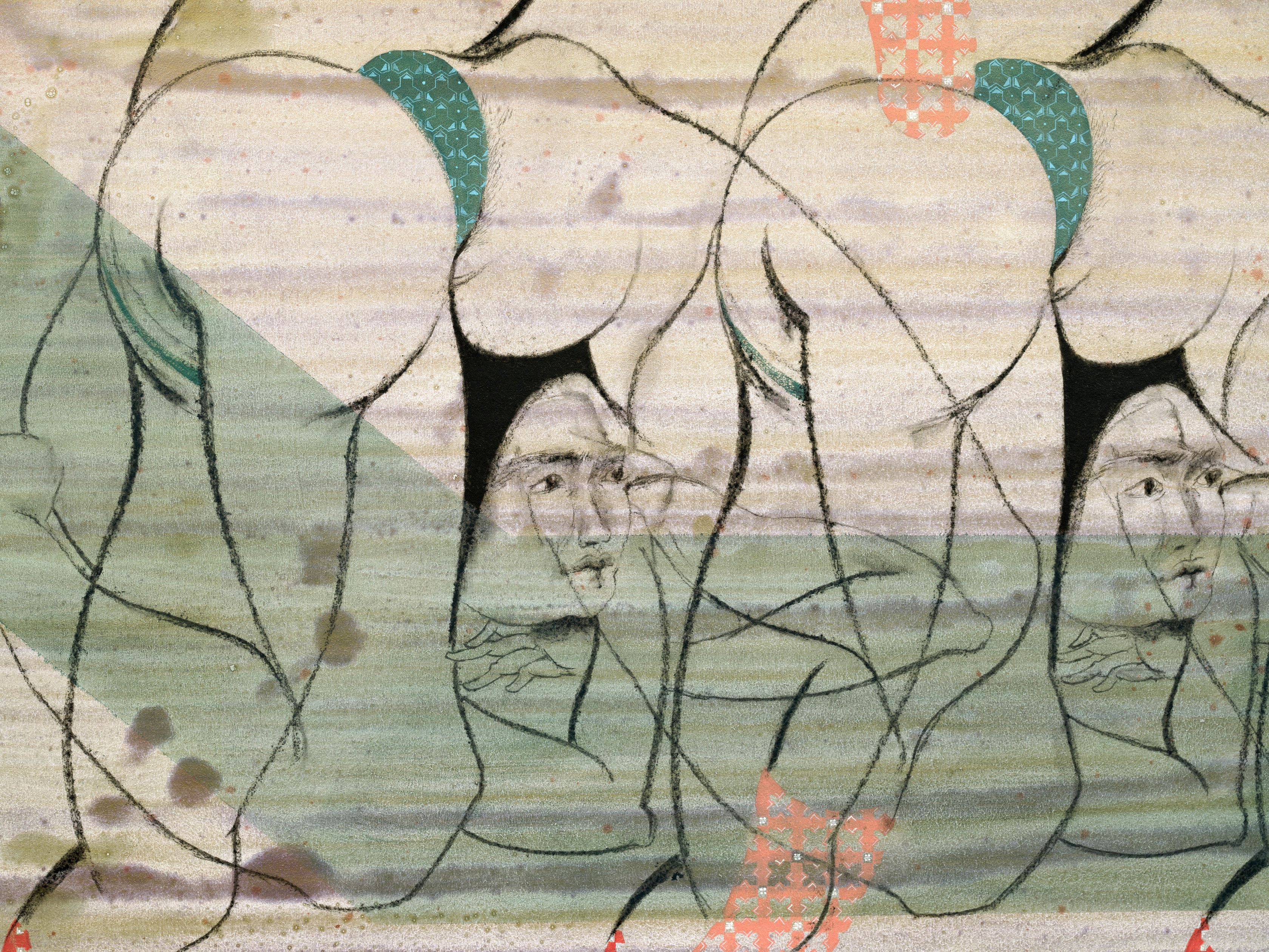 Hayv Kahraman Green AntiBody2020 Oil and dried pigment on panel 127 x 127 cm 50 x 50 in