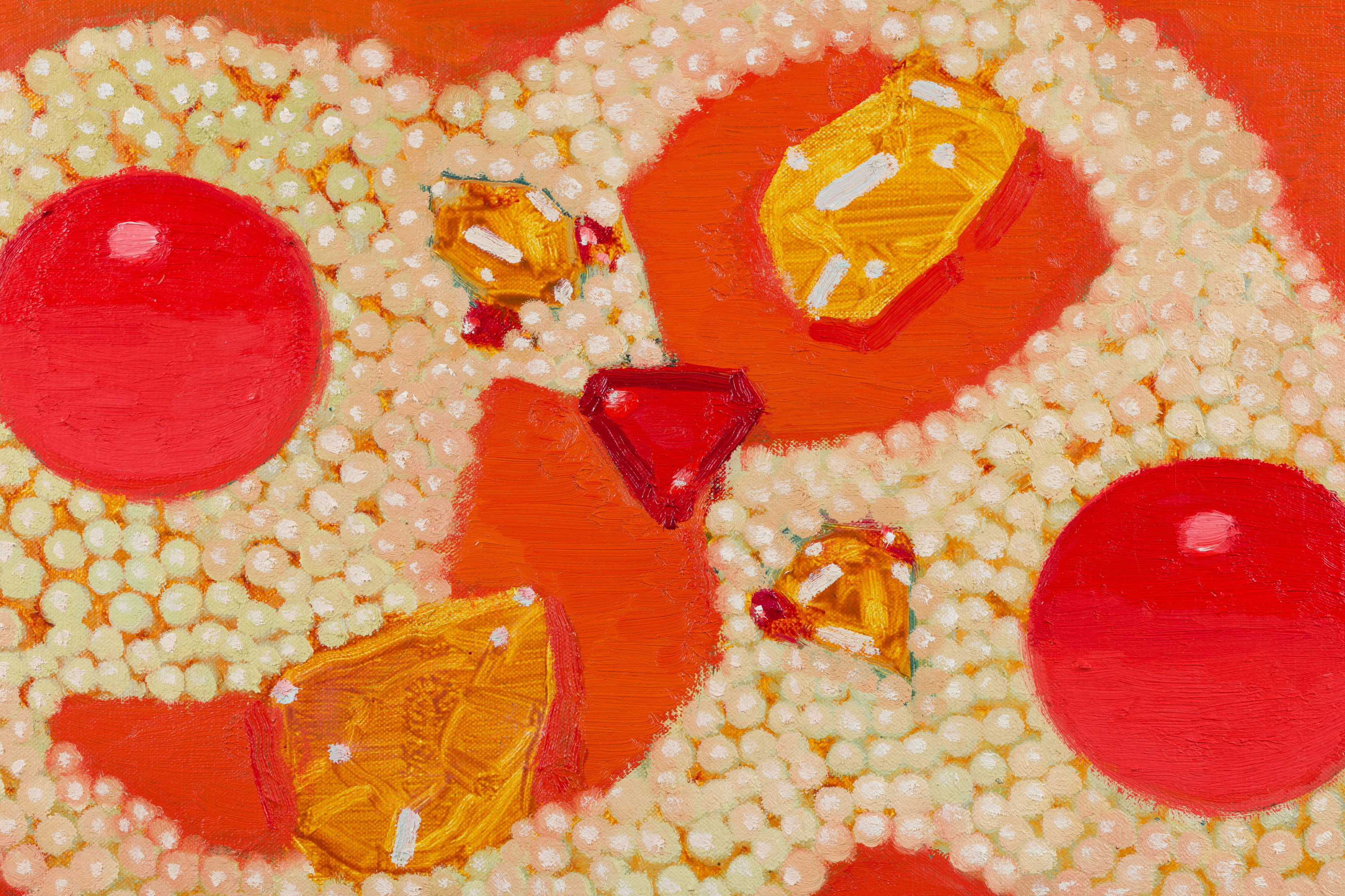 Sofia Mitsola, Serpens, natural saltwater pearls, old pear cut citrines, garnets, fire opals, a magnificent unheated ruby. Origin: Aquamarinia, 2021