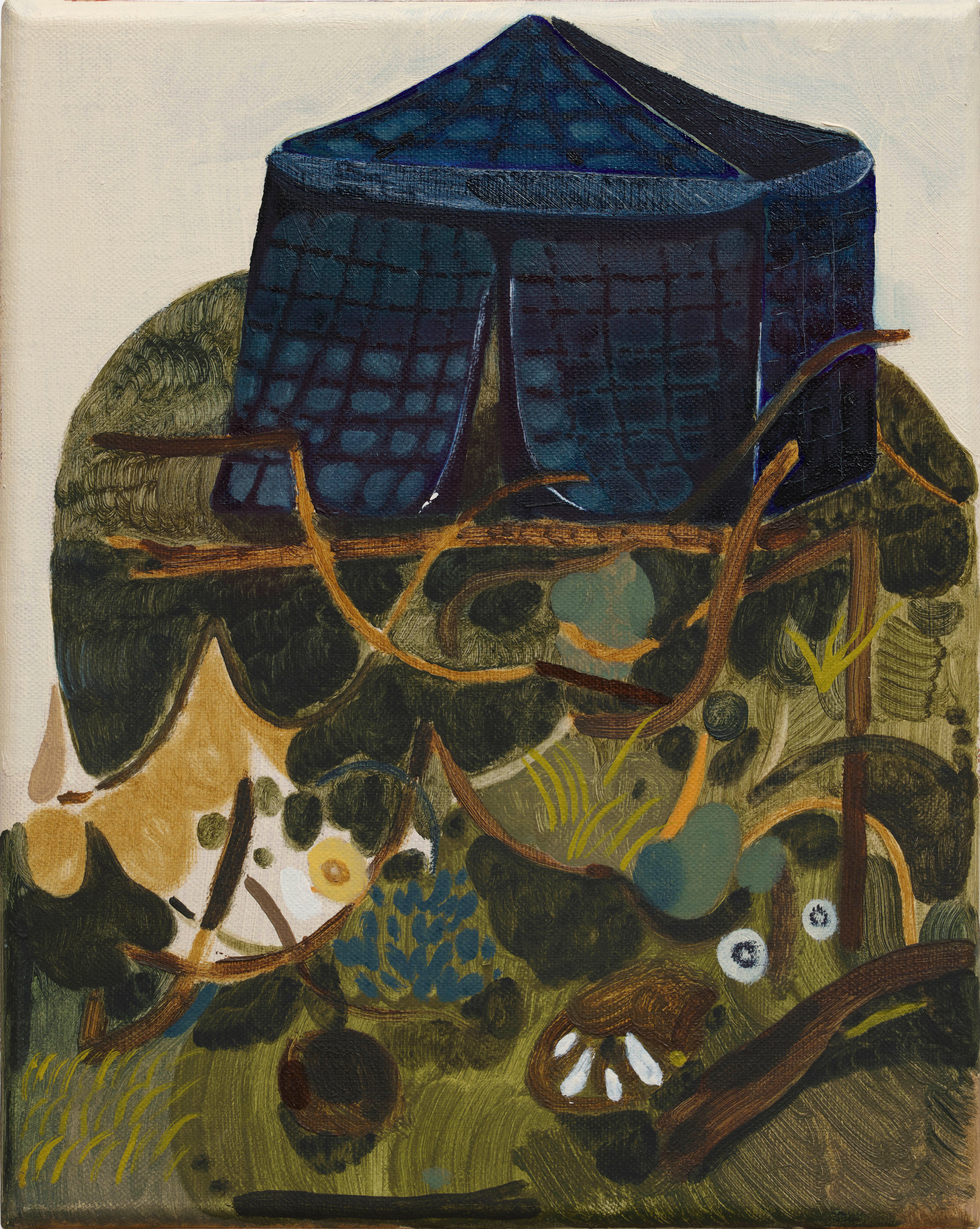 James Owens Tent Outside the Abbey2024 Oil on linen 30 x 24 cm 11 3/4 x 9 1/2 in