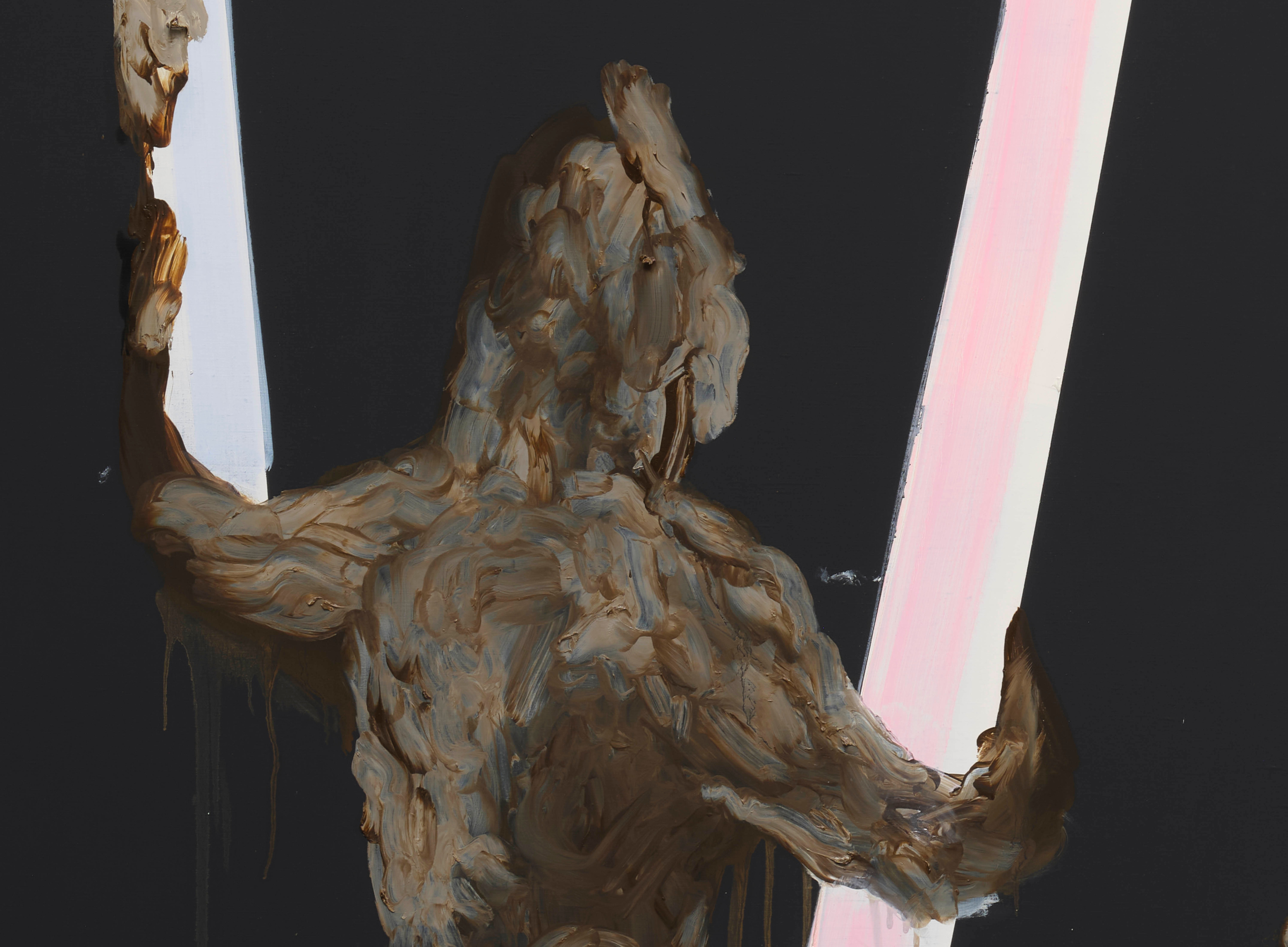 Tala Madani D.B.W.A.S.M. (Pedestal)2025 Oil and ink on linen 248.9 x 203.2 x 3.2 cm 98 x 80 x 1...