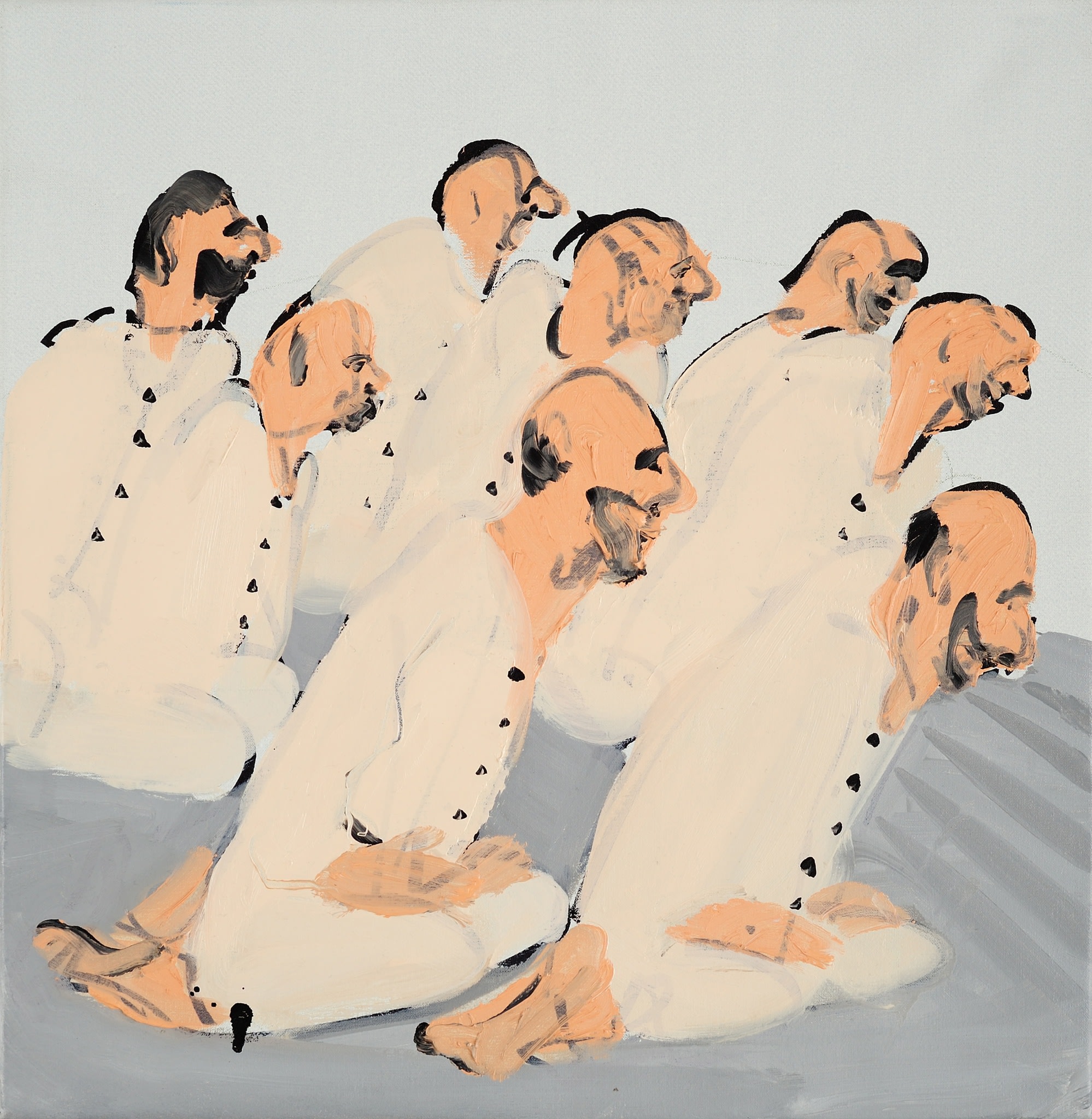 Tala Madani Sitting in White2008 Oil on linen 40 x 40 cm 15 3/4 x 15 3/4 in