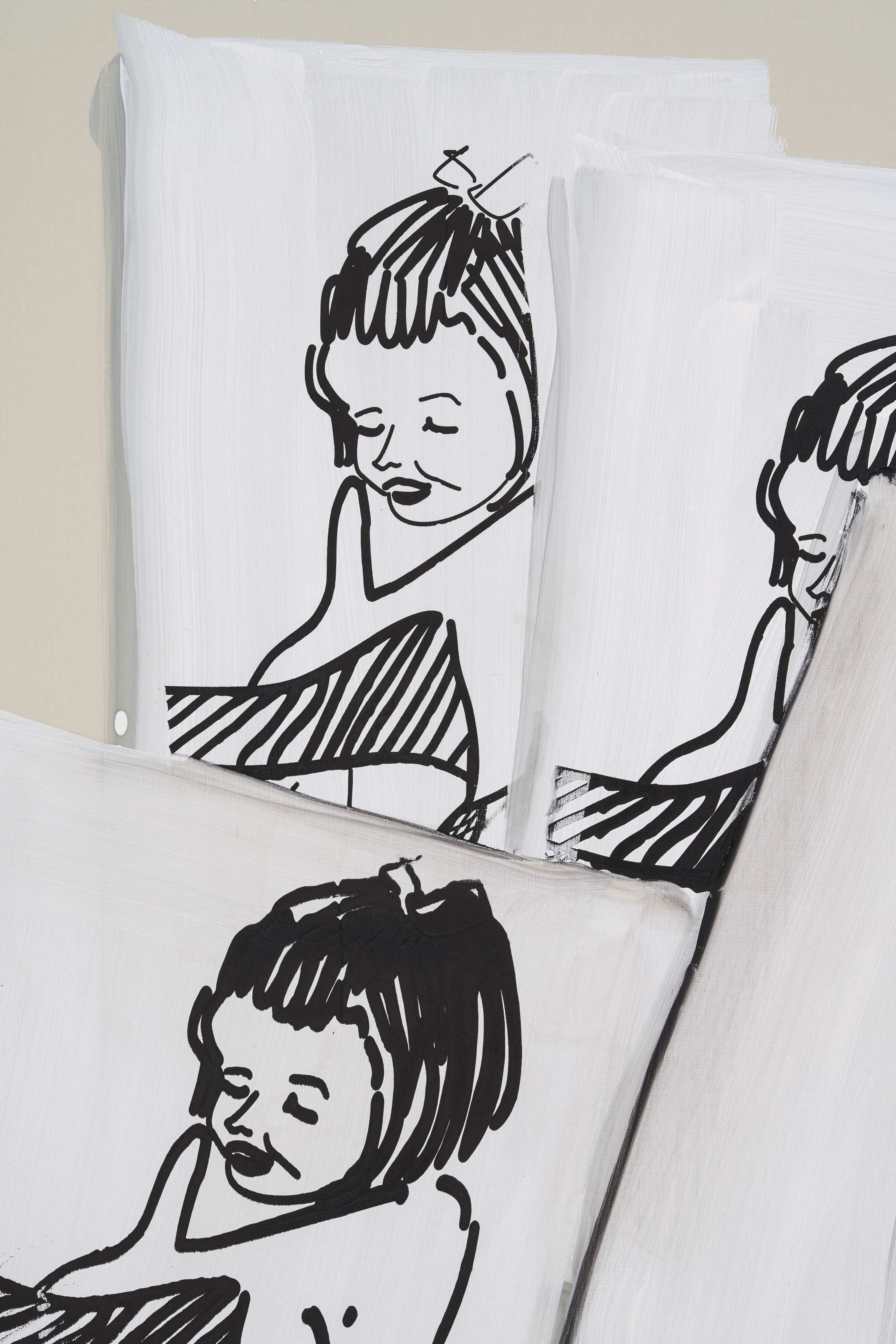 Tala Madani In-Line Pussy2021 Oil on linen 96.5 x 76.2 cm 38 x 30 in