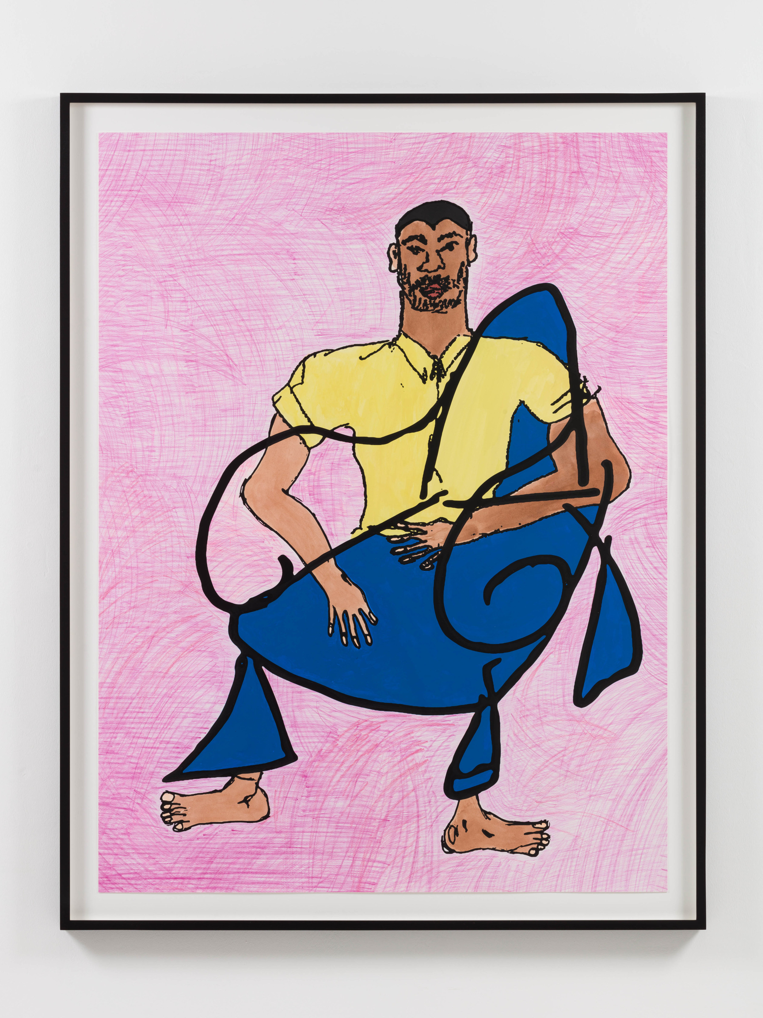 Tschabalala Self, At Home - Man in Yellow in Pink Room, 2022