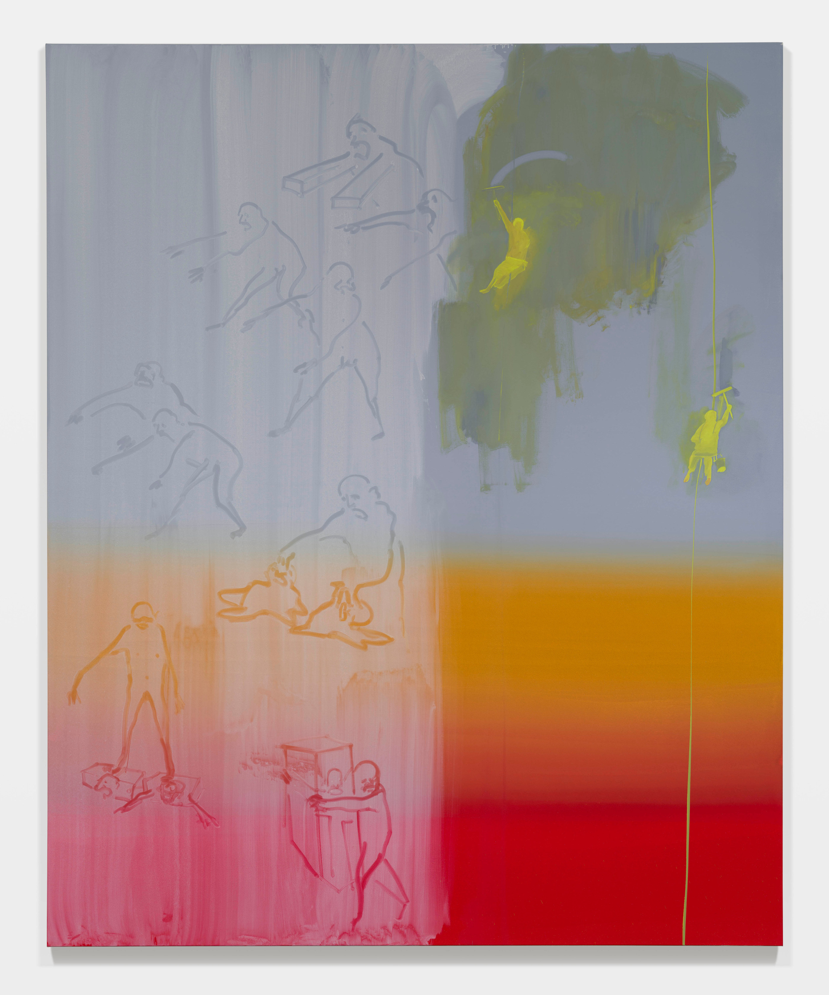 Tala Madani Squeegee Men 22024 Oil on linen 248.9 x 203.2 cm 98 x 80 in