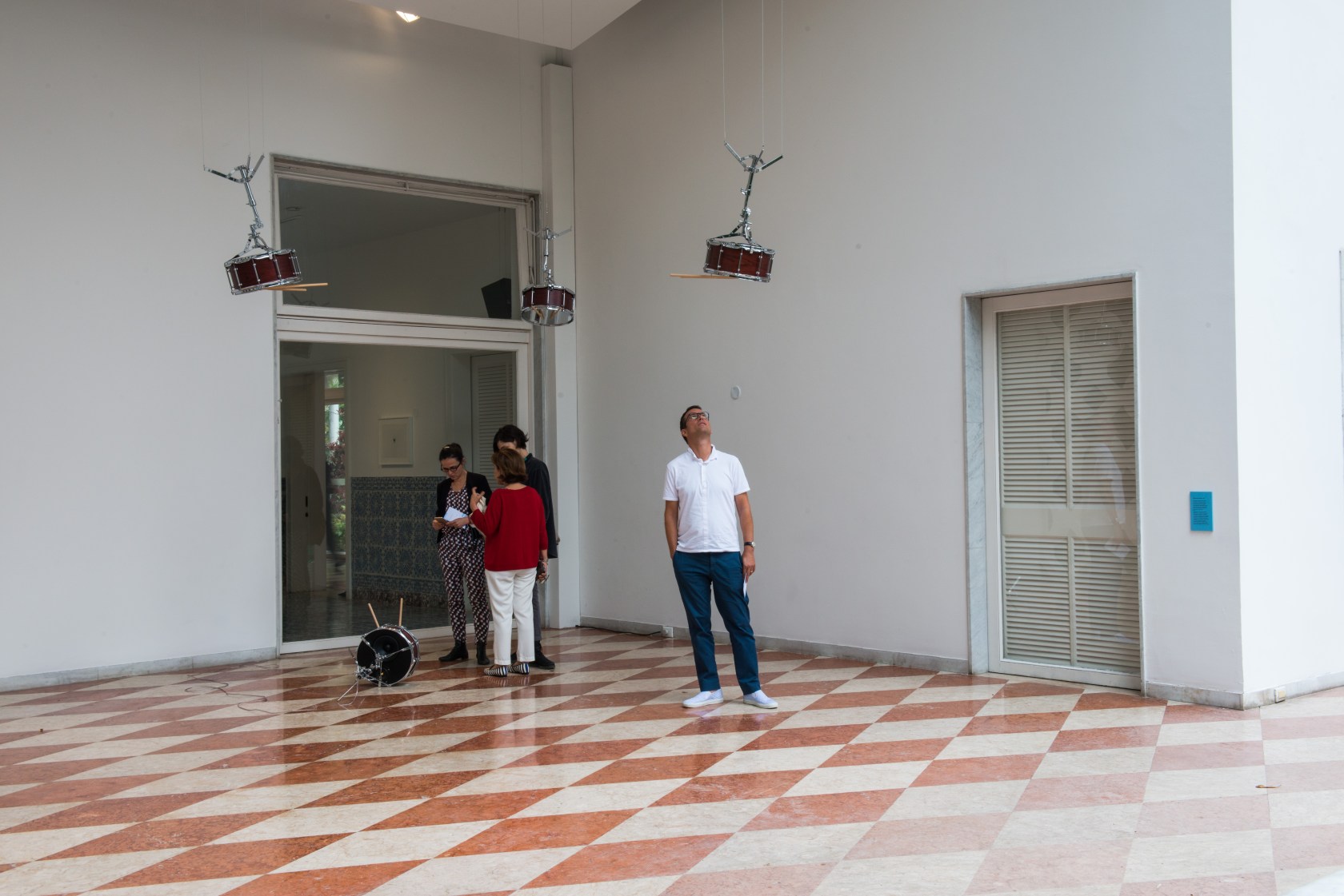 Bridges in the Doldrums, 2016 7-channel sound installation with four snare drums, parts of loudspeakers, drumsticks, two subwoofers Duration 23:10...