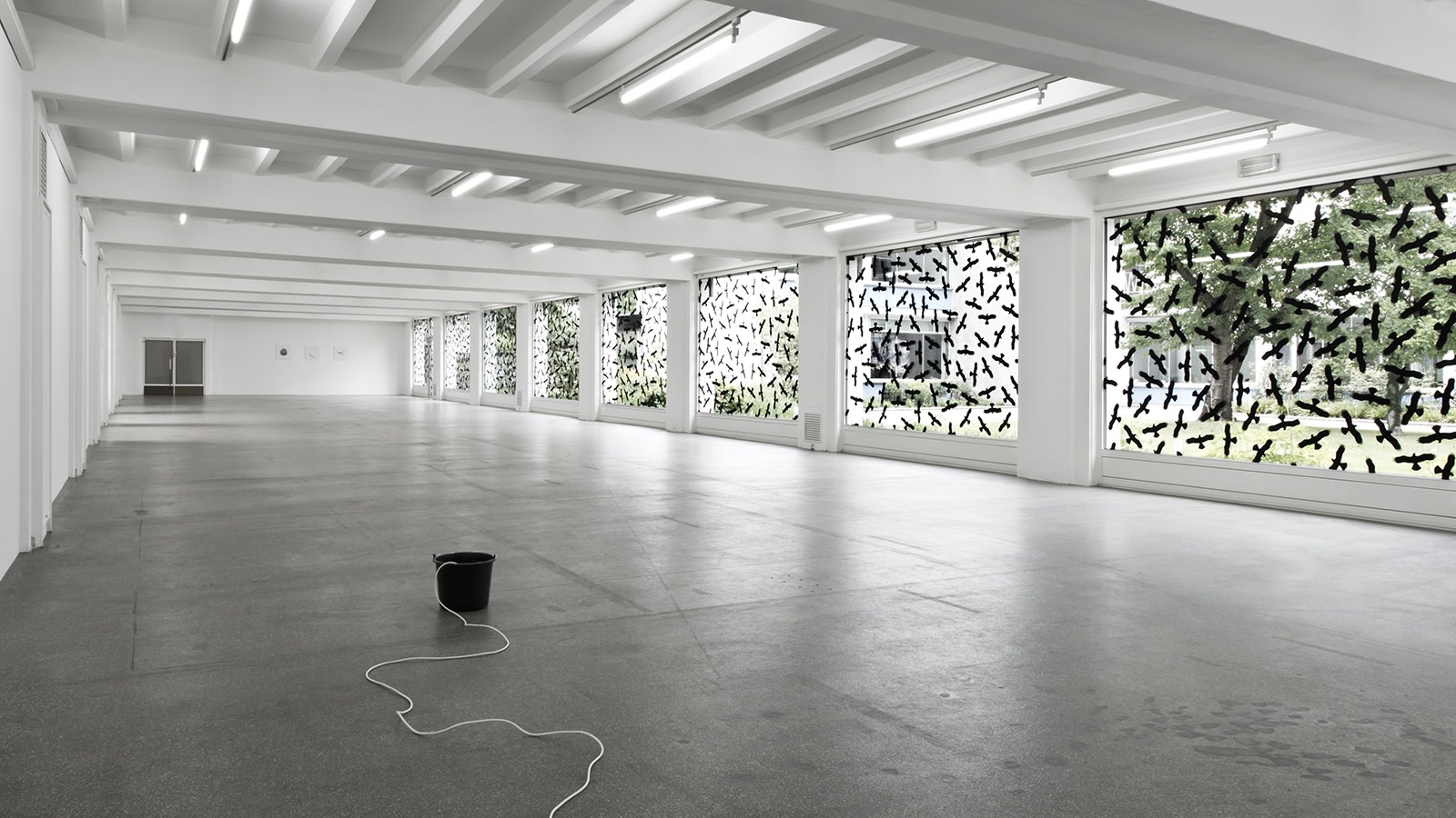 Exhibition views from Ceal Floyer, Kölnischer Kunstverein, Cologne (September 6 - October 20, 2013) From left to right: Bucket, 1999...