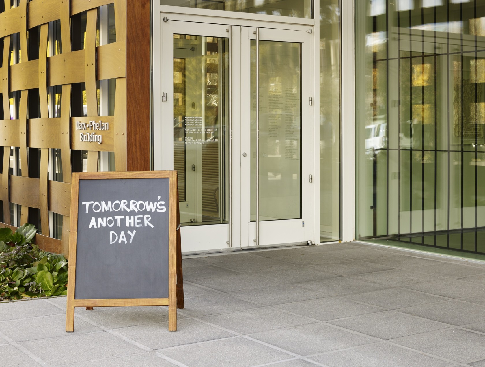 Today’s Special, 2009 (back side) Board, wood, chalk Bars, 2015 Powder coated steel In a characteristic reversal of boundaries, the...