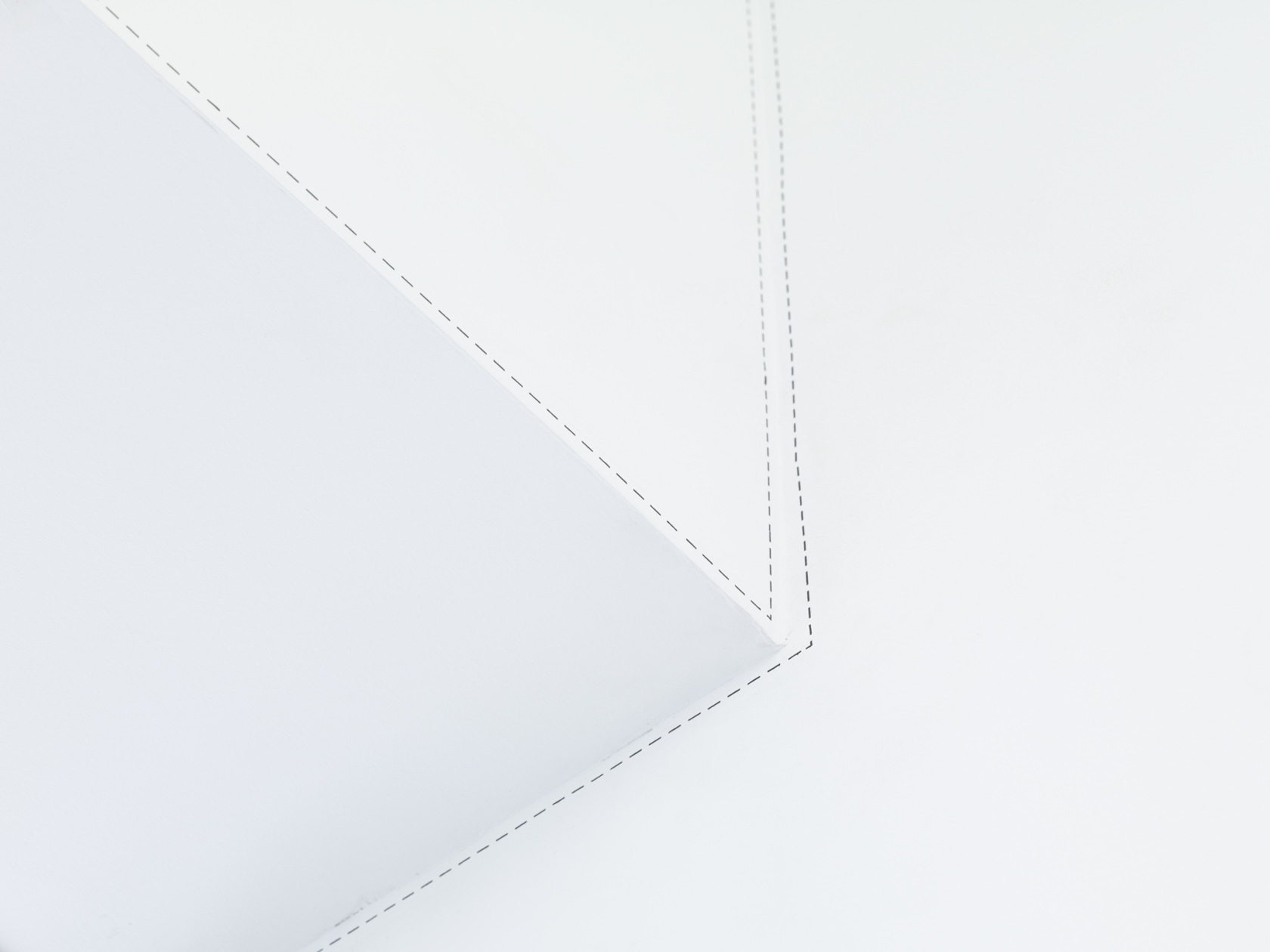 Untitled Installation (Dotted Line), 1993–2014 (detail) Letraset (adhesive vinyl), 35 mm slide, slide viewer, plinth The broken line resembles “cut-here”...