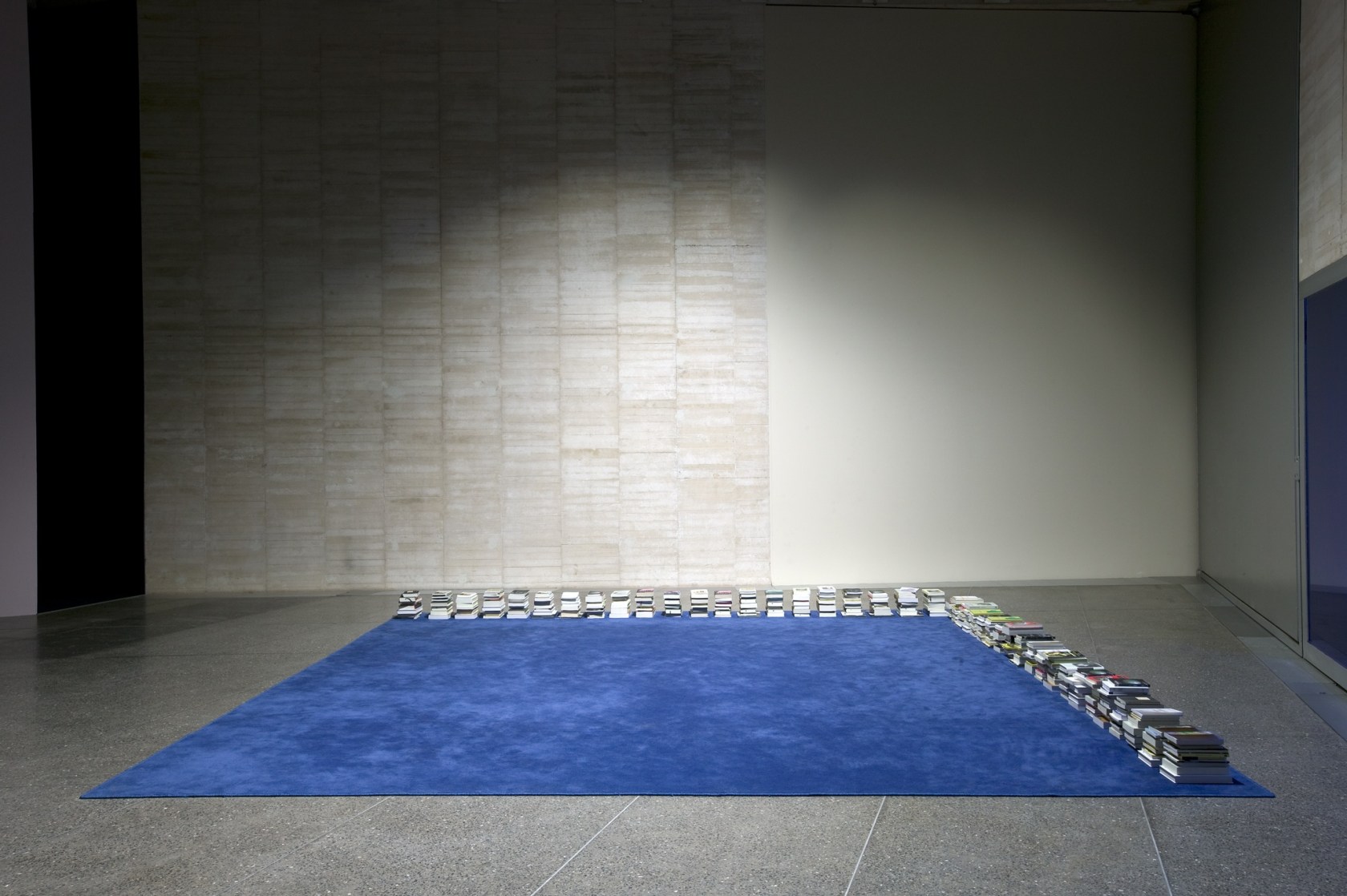 Tapis de Lecture (Enrique Vila-Matas), 2008 Carpet night blue, 300-500 books The work consists of a carpet and books selected...