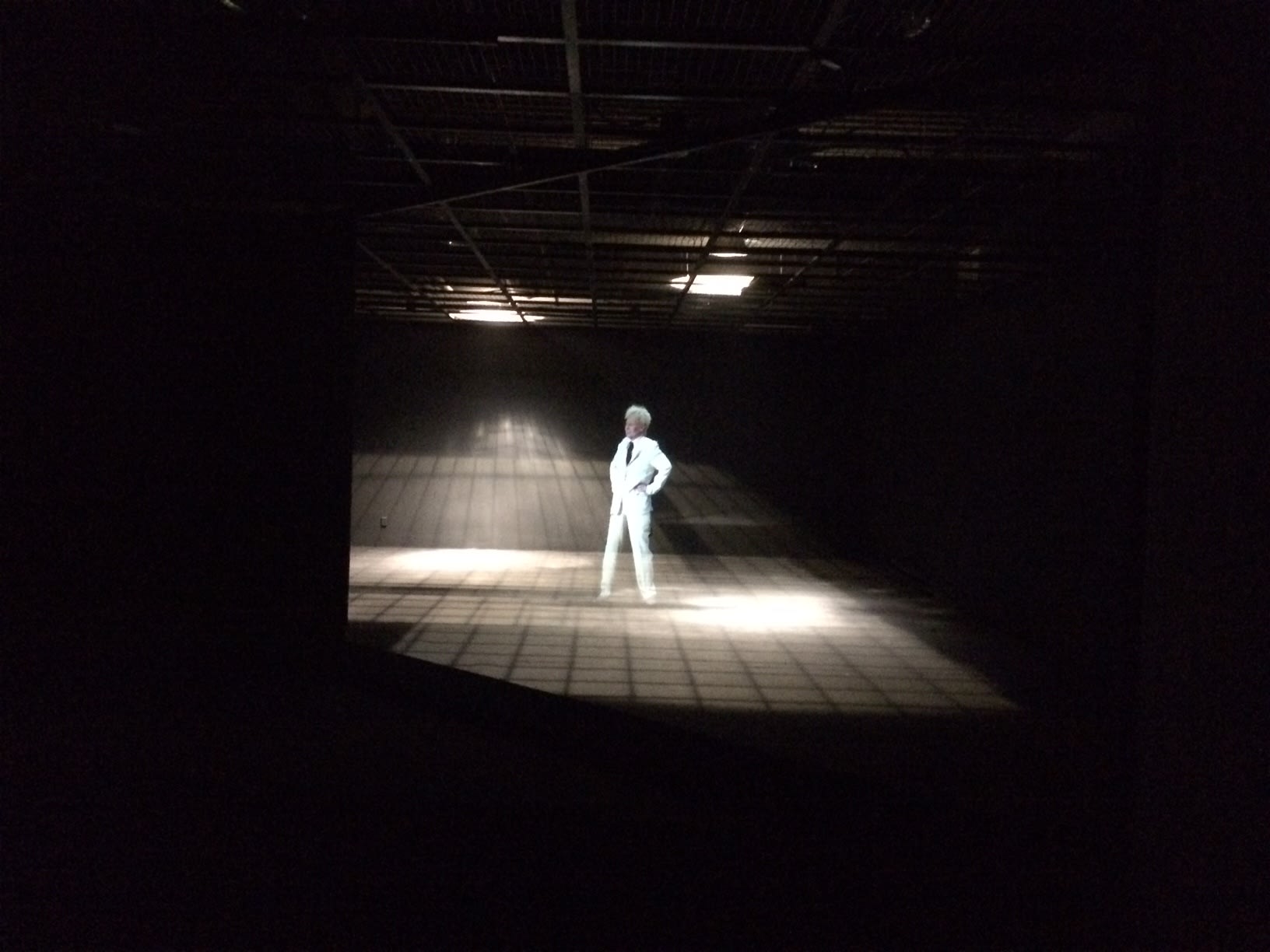 M.2062 (Fitzcarraldo), 2014 HD video, special projection, hologram, pepper ghost effect, computer, amplifier, speakers, special foil screen, lights, curtains Fitzcarraldo...