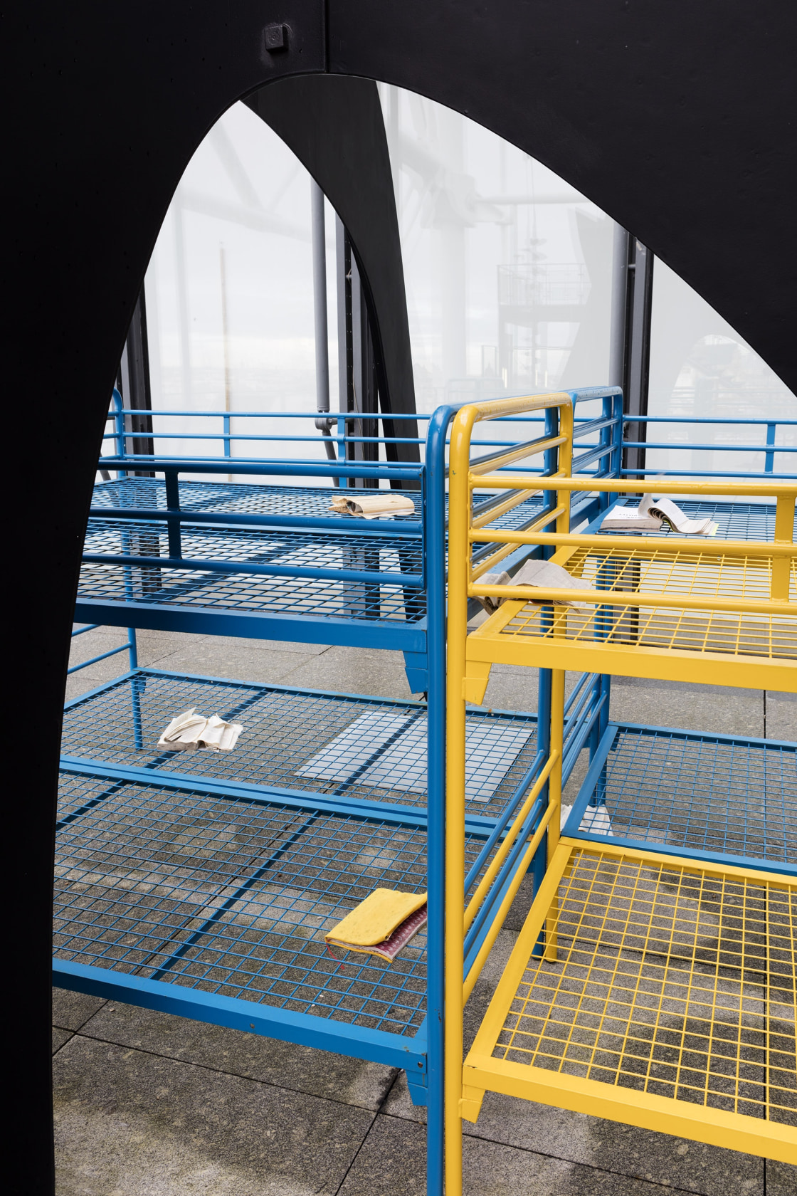 Dublinesca (Installation), 2012 4 bunk beds (3 blue, 1 yellow), 8 books The bunk beds and books refer to the...