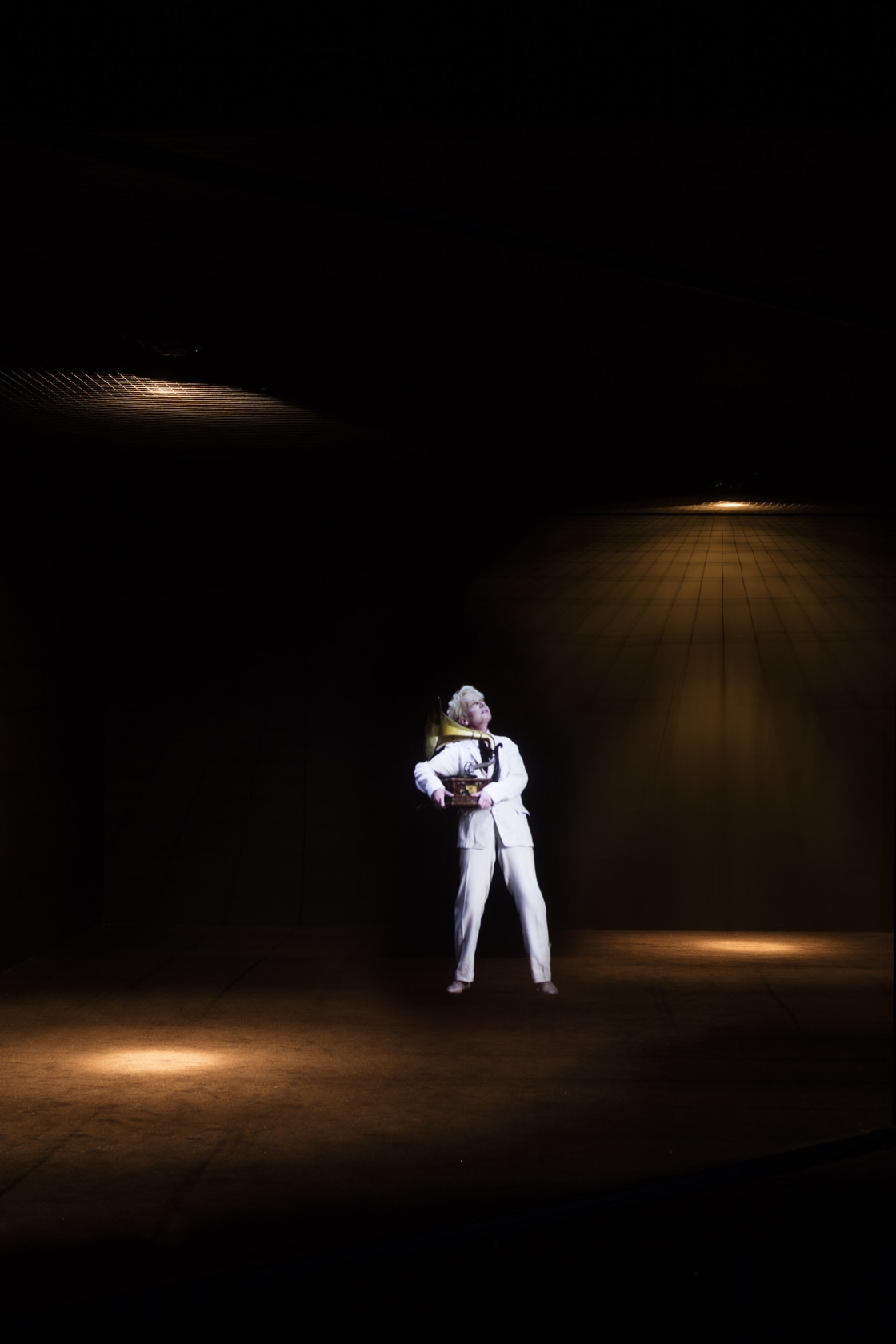 M.2062 (Fitzcarraldo), 2014 HD video, special projection, hologram, pepper ghost effect, computer, amplifier, speakers, special foil screen, lights, curtains Duration...