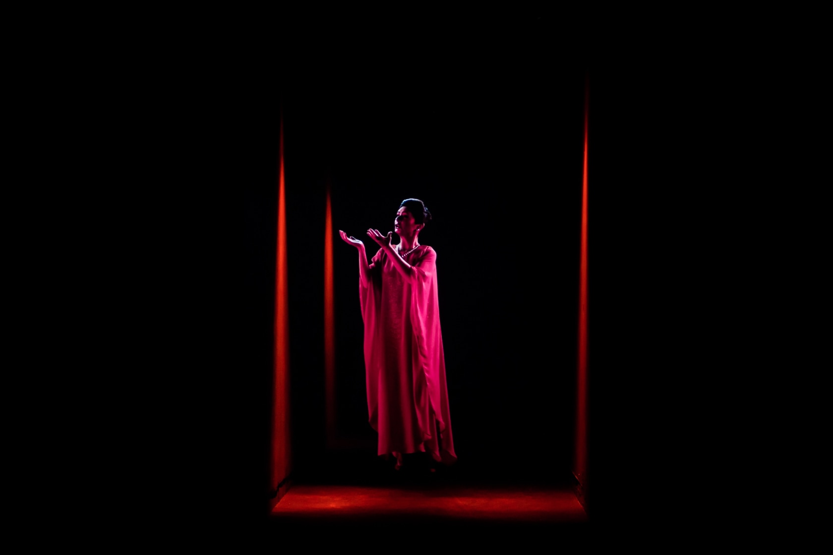 OPERA (QM.15), 2016 HD video, projector, screens, media player, amplifier, speakers, lights, curtains Duration 8:30 min The work fuses multiple...