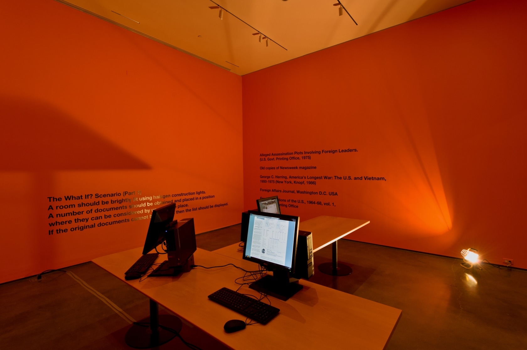 The What If? Scenario (Part 1), 1995 Texts, halogen lamps Photo © Chris Kendall