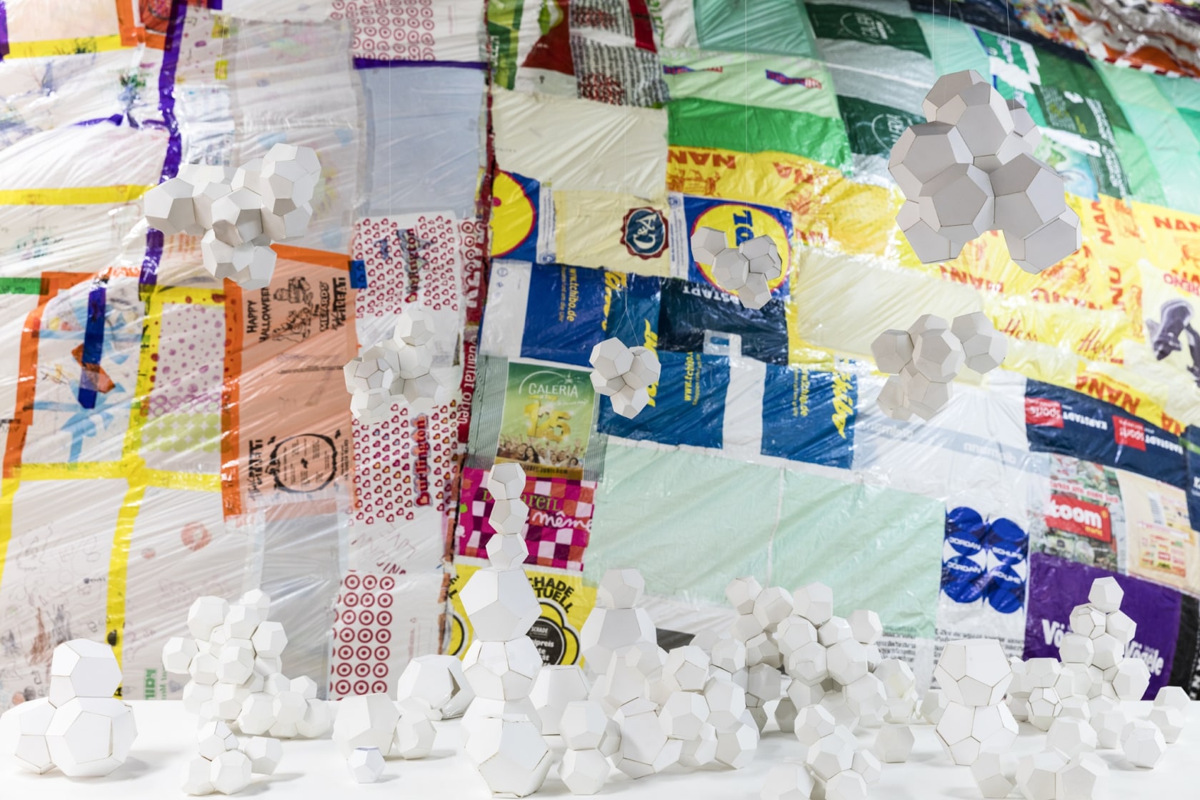 Cloud House (documentation table) (front; detail) Museo Aero Solar, 2007–ongoing Reused plastic bags, ventilator, tape, polyester rope, fabric The work...