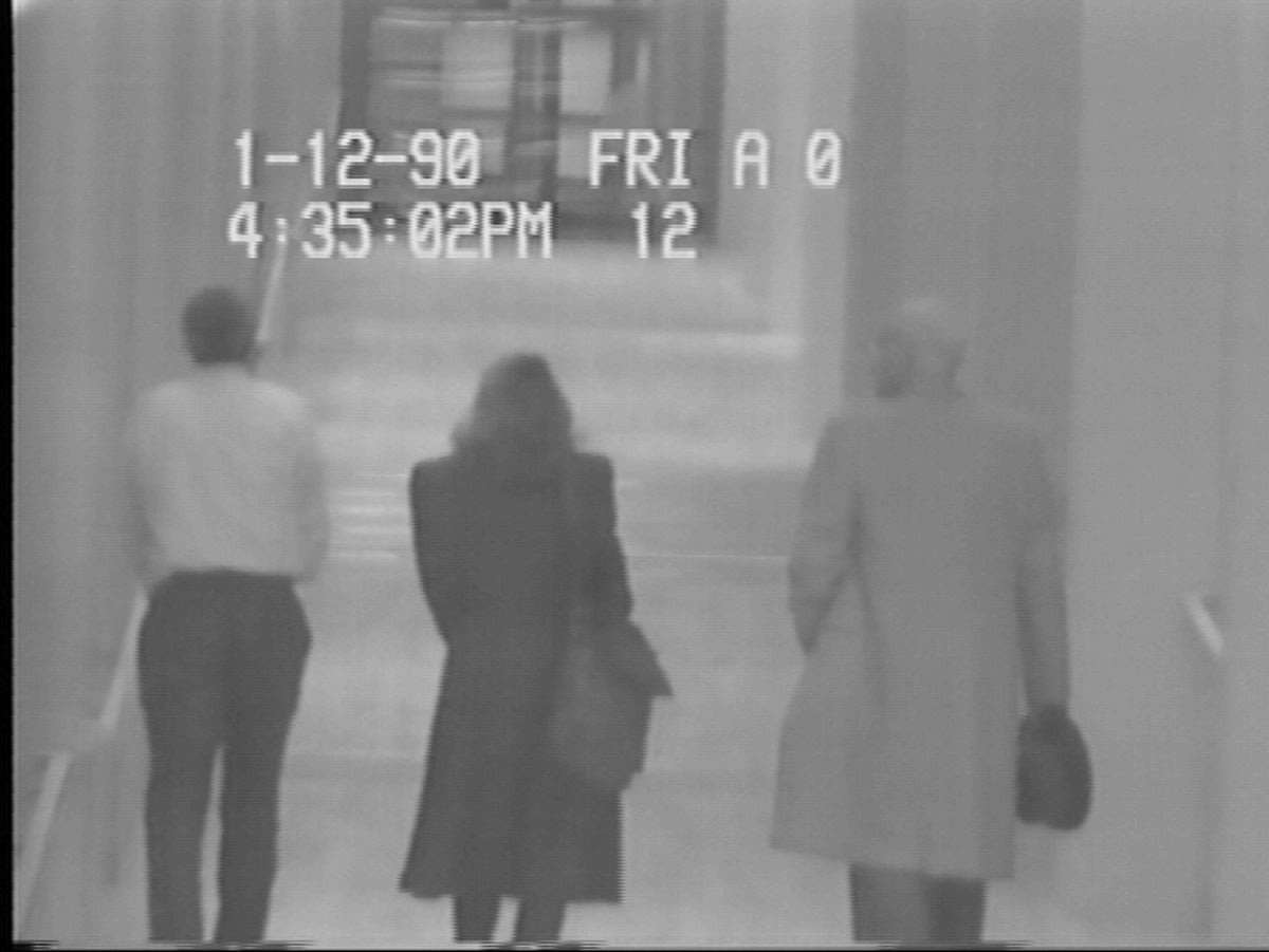 Occupational Placement (OP), 1989 2016 hours of time-lapse VHS NTSC tapes, black-and-white video prints Photo © Julia Scher