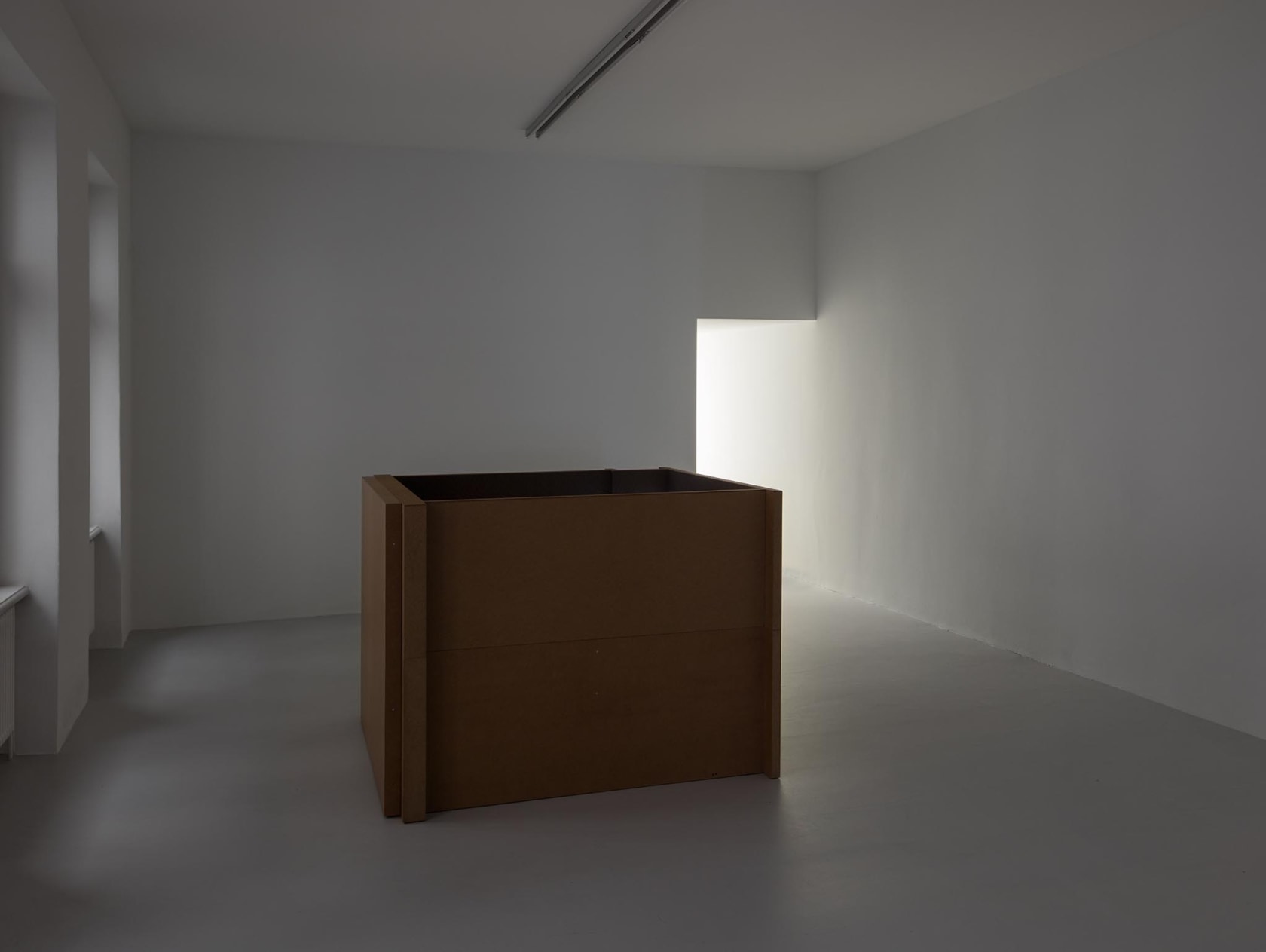 Schlafsaal, Modell 1:5, 2013 Wood, paper, aluminium, acrylic glass, duratrans, light installation 230 x 240 x 280 cm Photo ©...