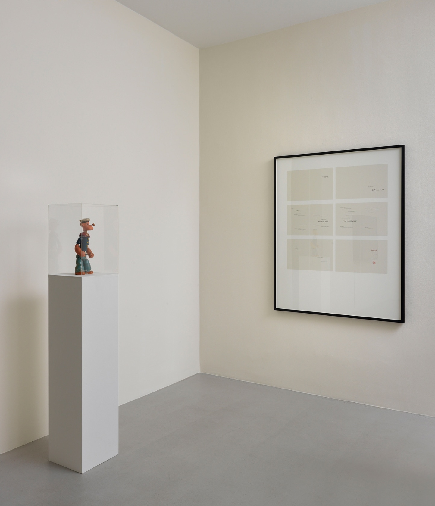 To The Tattooist, 2012 Silkscreen print on paper, Popeye figure Silkscreen: 140 x 112 cm Popeye: 37 x 15 x...