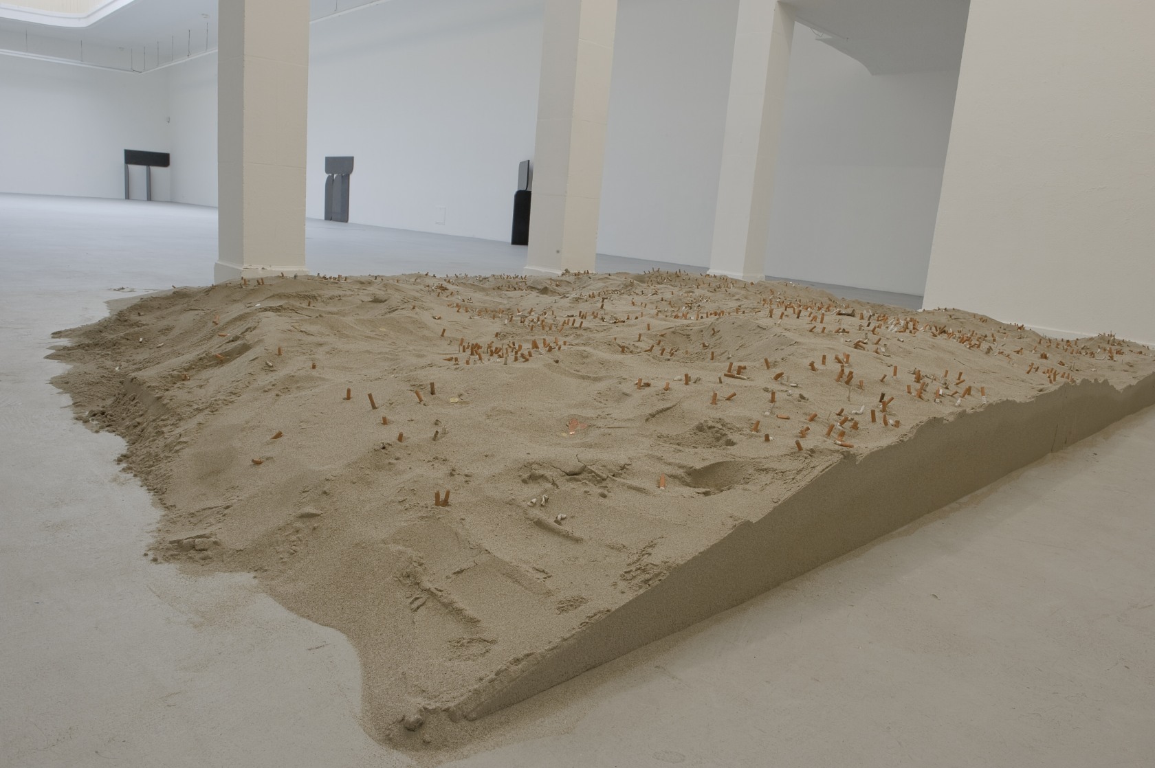 Donation Box, 2010 Sand, cigarette butts, coins This sculpture borrows from the narrative elements of our everyday lives, as a...