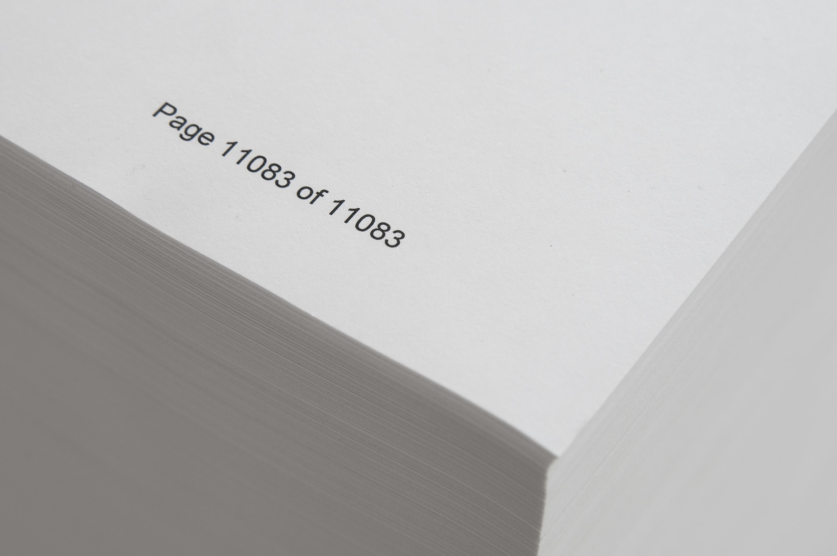 Page 8680 of 8680, 2010 (detail) 8680 pages of A4 paper The work consists of 8086 pieces of A4 paper,...