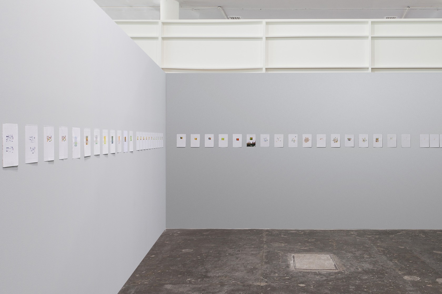 Lichtzwang, 1998–ongoing Watercolor on graph paper Groups in variable dimensions Photo © Ricardo Benassi