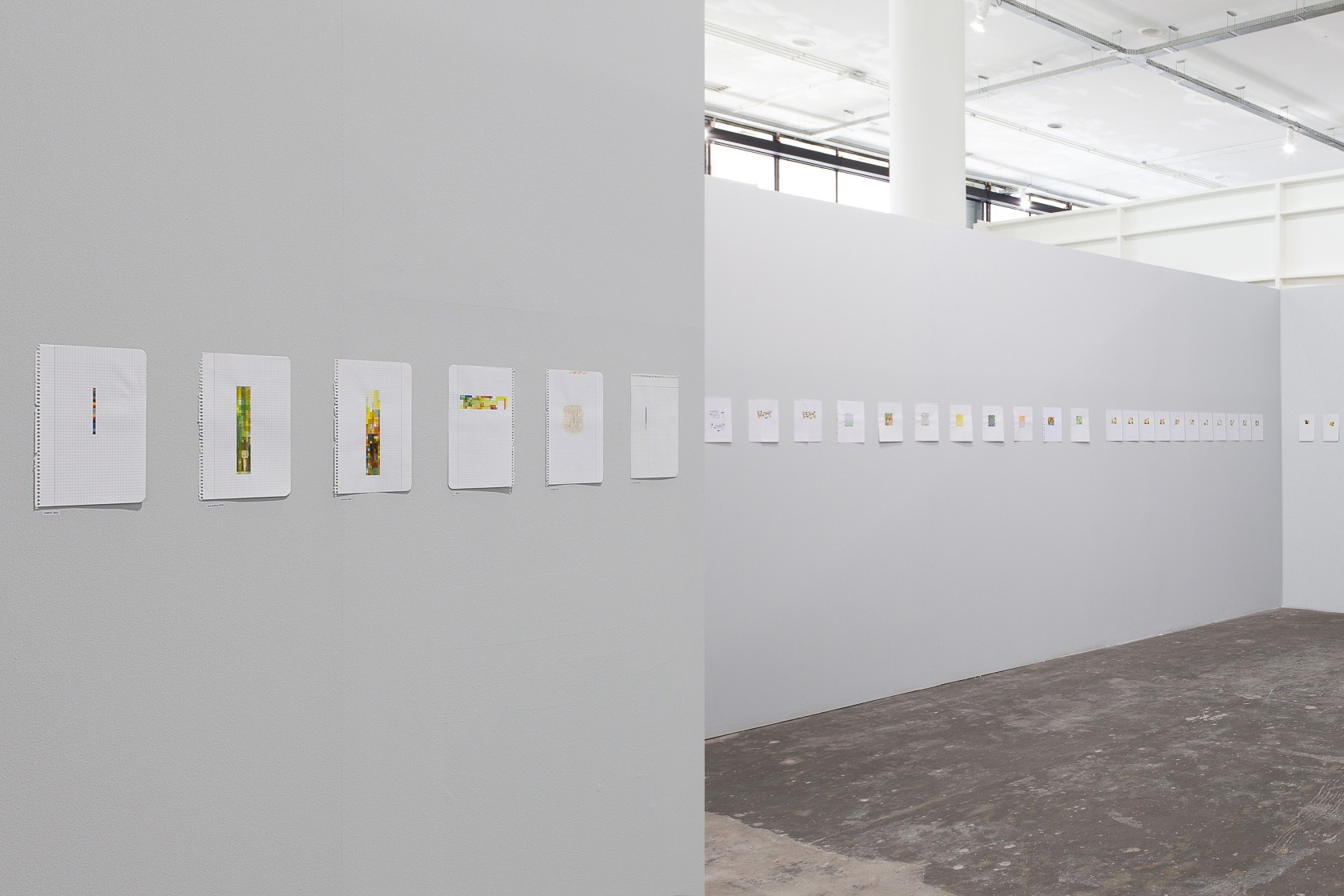 Lichtzwang, 1998–ongoing Watercolor on graph paper Groups in variable dimensions Photo © Ricardo Benassi