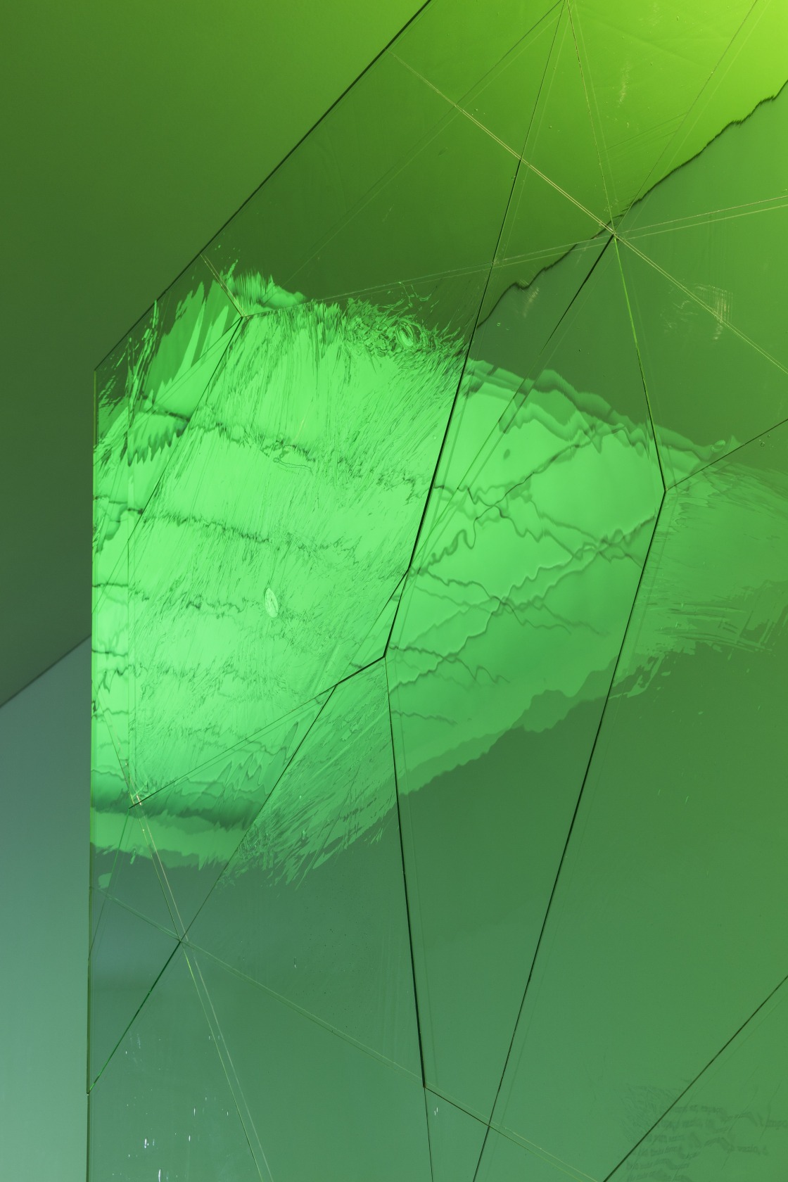 Systemic Grid 17 (Window 2), 2015 (detail) Security glass, ornamental glass, mounts, concrete and wood pedestal, glass panel 258,2 x...