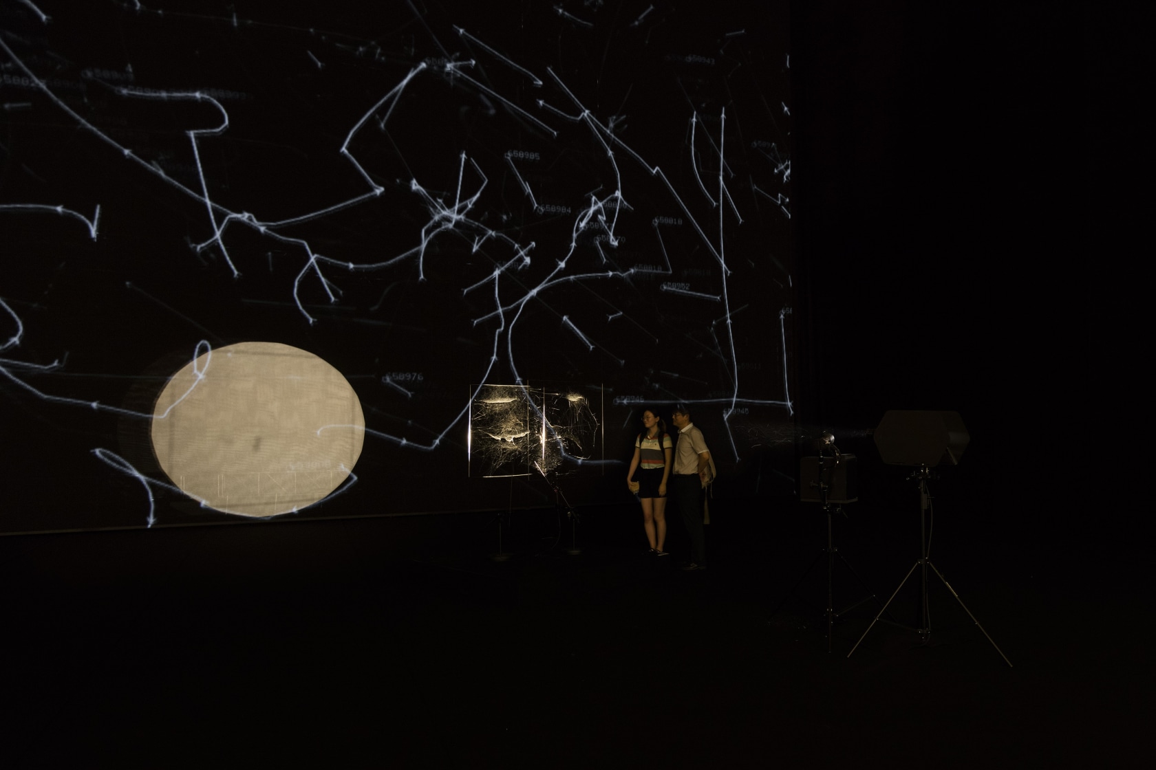 Exhibition view Our Interplanetary Bodies, 2017 Asia Culture Center, Gwangju The cosmic cacophony reverberates about the audience and their more-than-human...