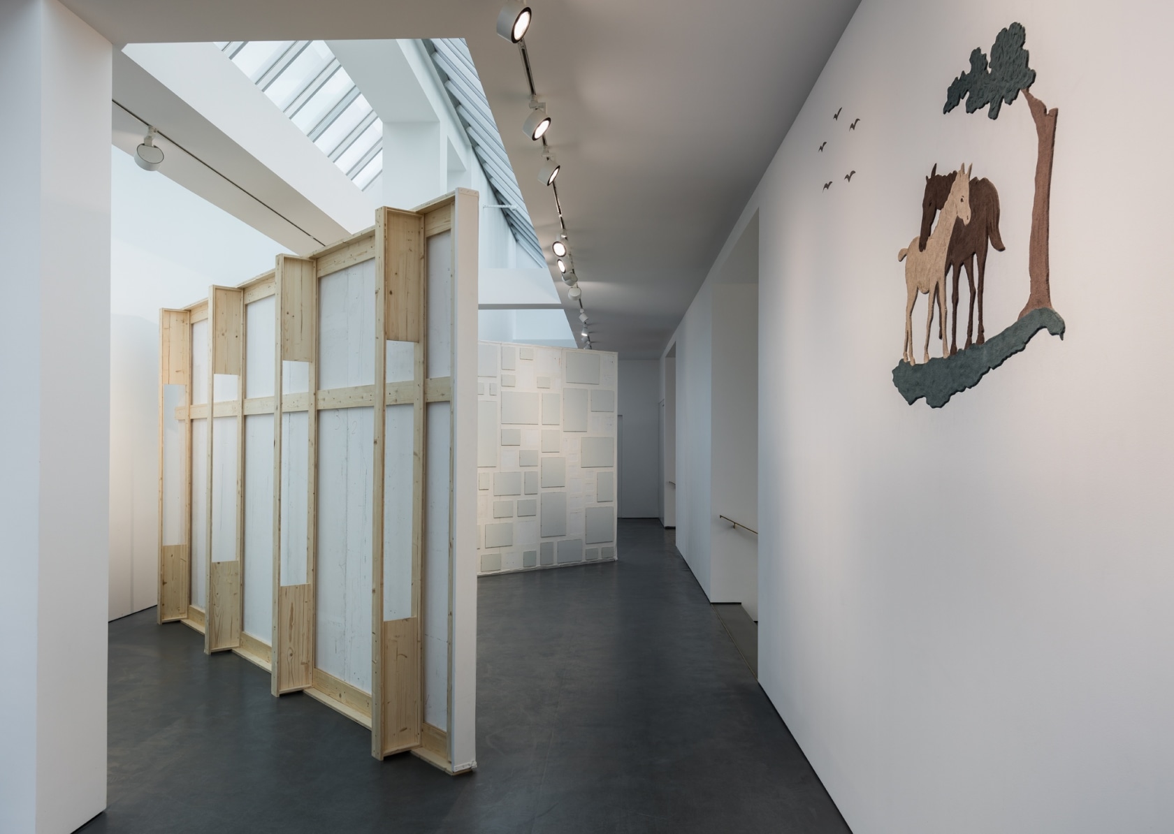 Stoffraum Art Basel, 1996 (left) Fabric covering of the art fair walls, cut out, 434 clip frames in 6 different...