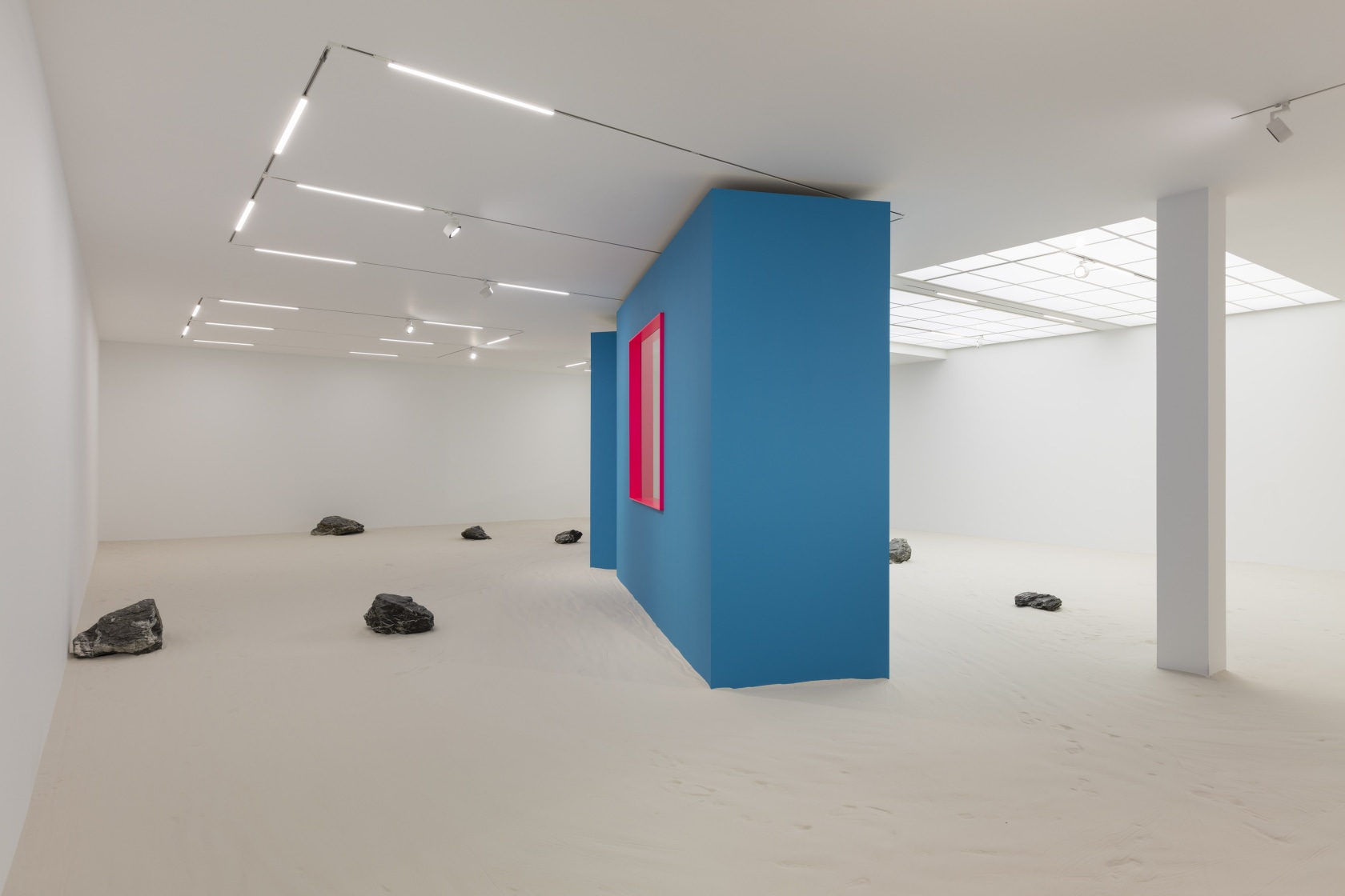 ballardian four, 2015–17 Plasterboard, glass, metal (house) Shower curtain, metal rod, camp bed, soft PVC foil, Plexiglas, velcro (inside the...