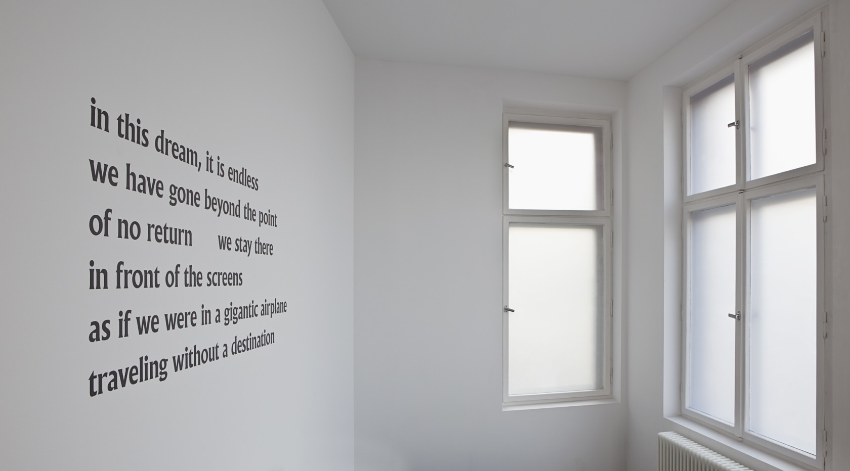 Old dream (Small Edition), 2012 Vinyl text on wall The text piece is generated from the subtitles of Noreturn. Its...