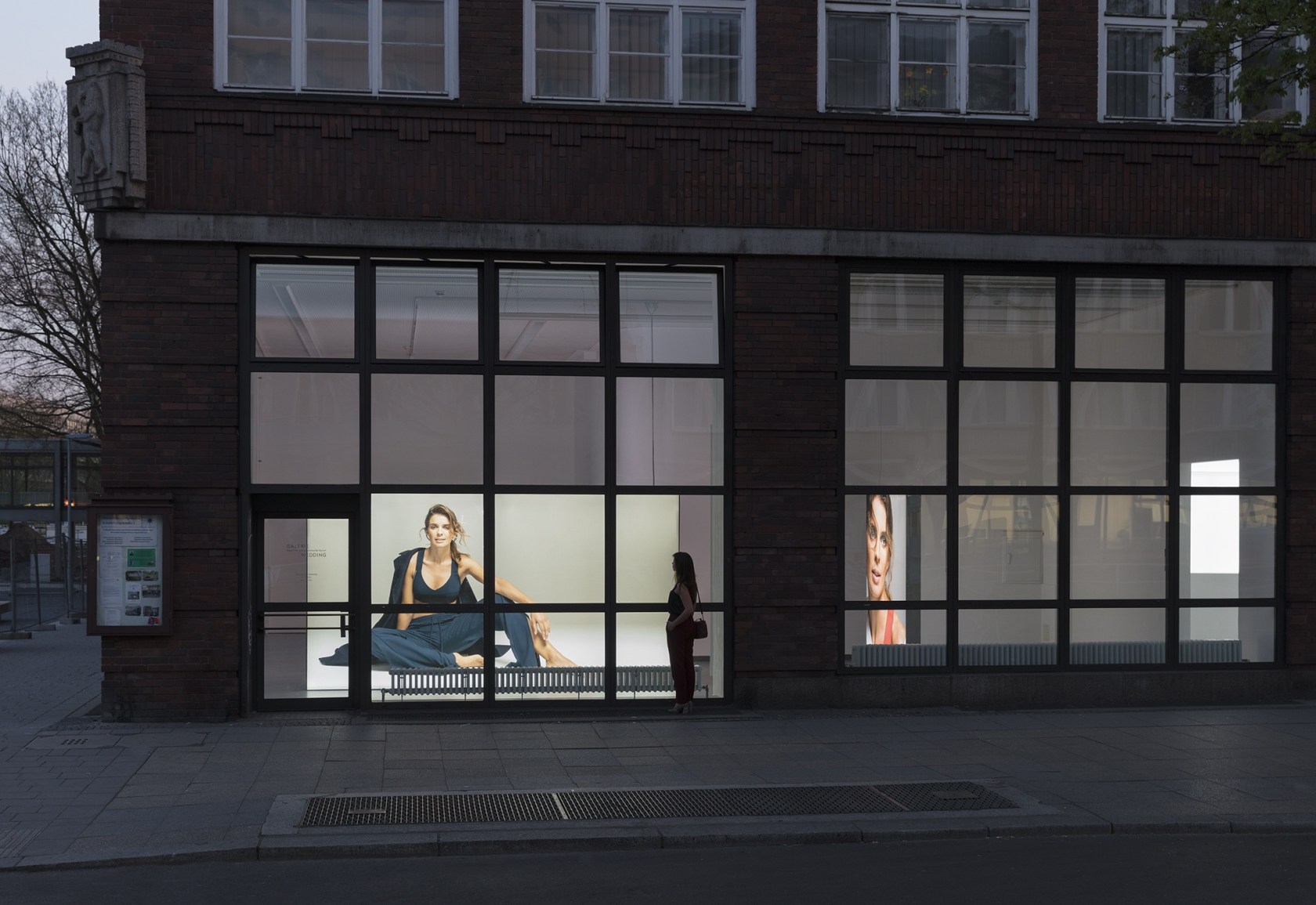 Simon Fujiwara Joanne, 2016/18 Three free-standing aluminium structures: one with in-built LED monitors screening video, with digital print on foil...