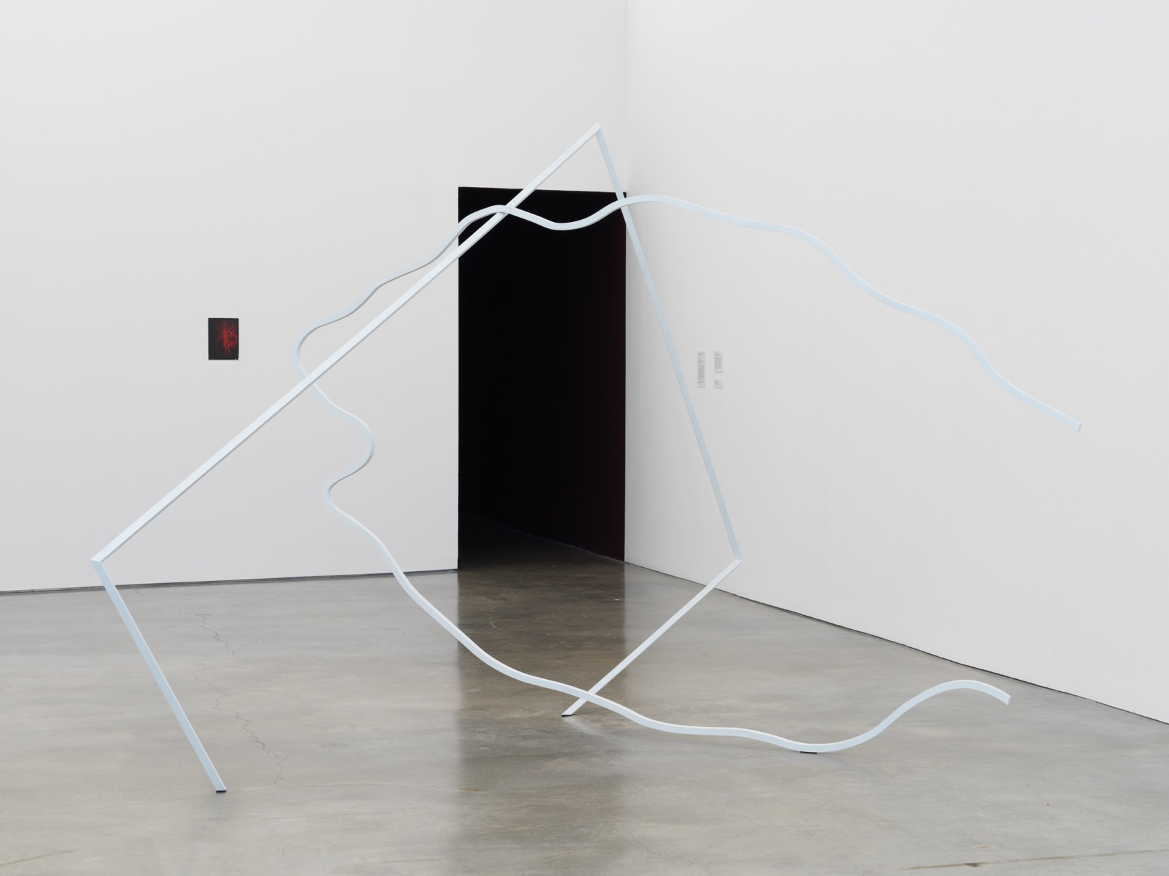 Foreground: Phasmides, 2018 Primed aluminum, stainless steel 245 x 383 x 200 cm Exhibition view: Daniel Steegmann Mangrané, A Transparent...