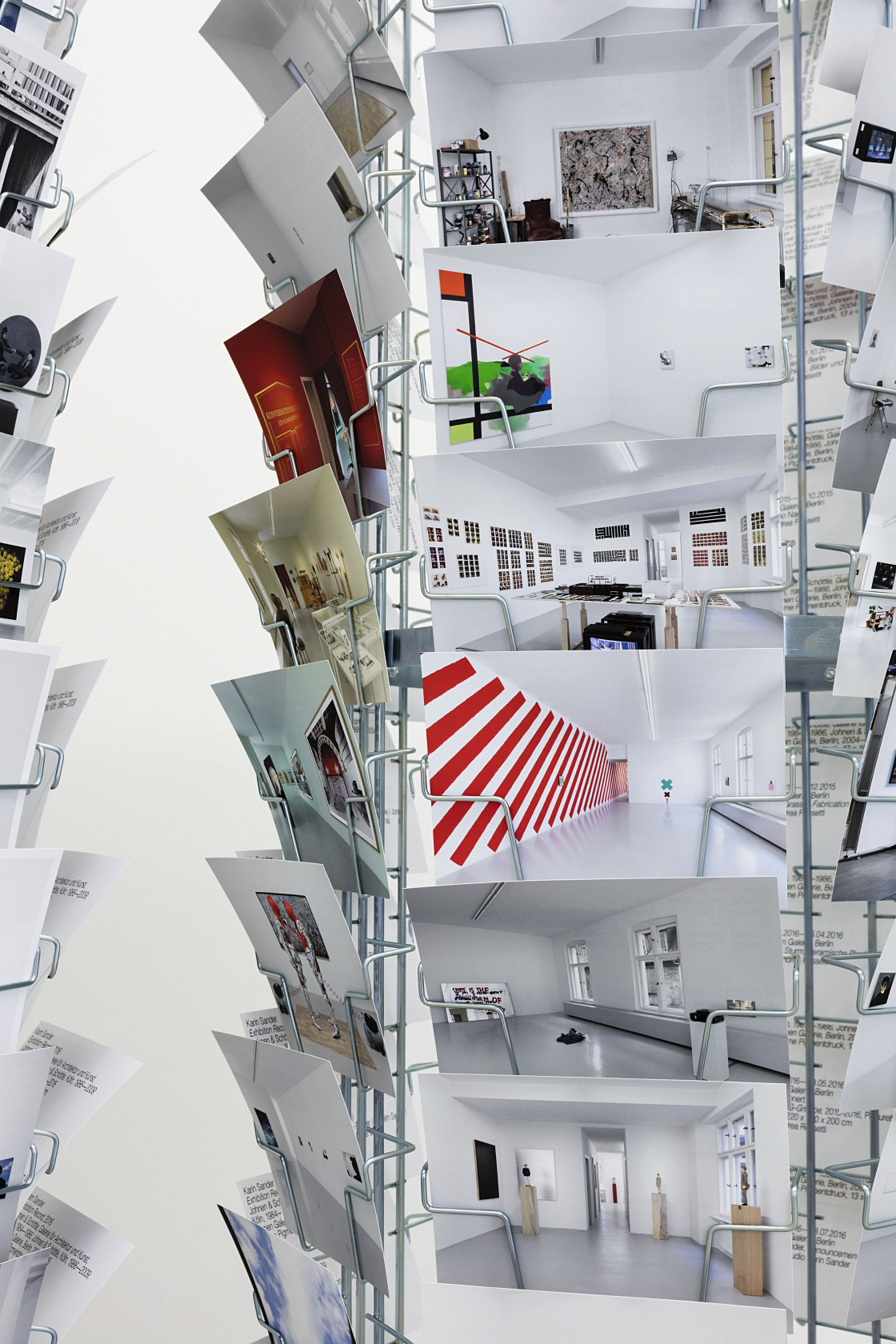 Exhibition Record (Johnen), 2016 (detail) Chrome pigment prints, card display stands Documenting the thirty-two year history of Galerie Johnen+Schöttle and...