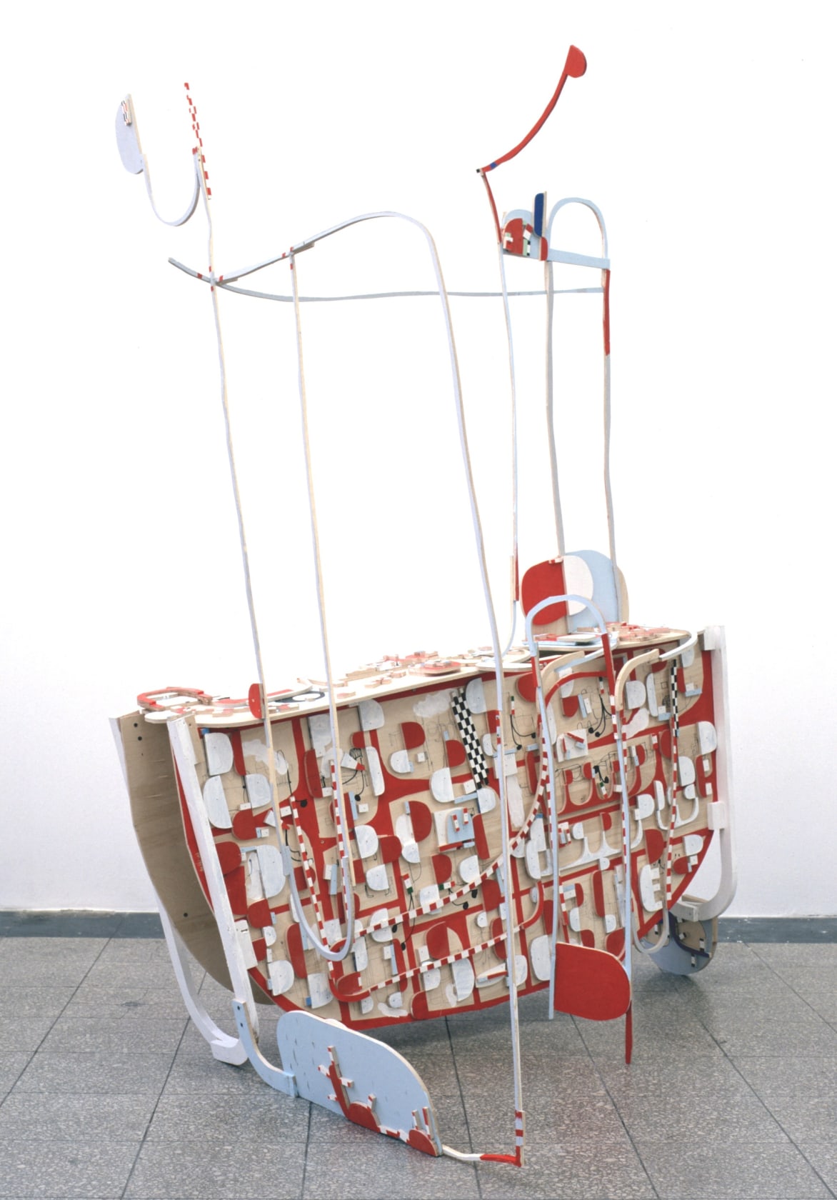 OCEAN BOAT WITH RADIO RECEIVES - IRISH SEA SOUTHEAST SHANNON GALE 8 DECLINING 3 OCCASIONALLY POOR, 2003 Plywood, wire, ink,...