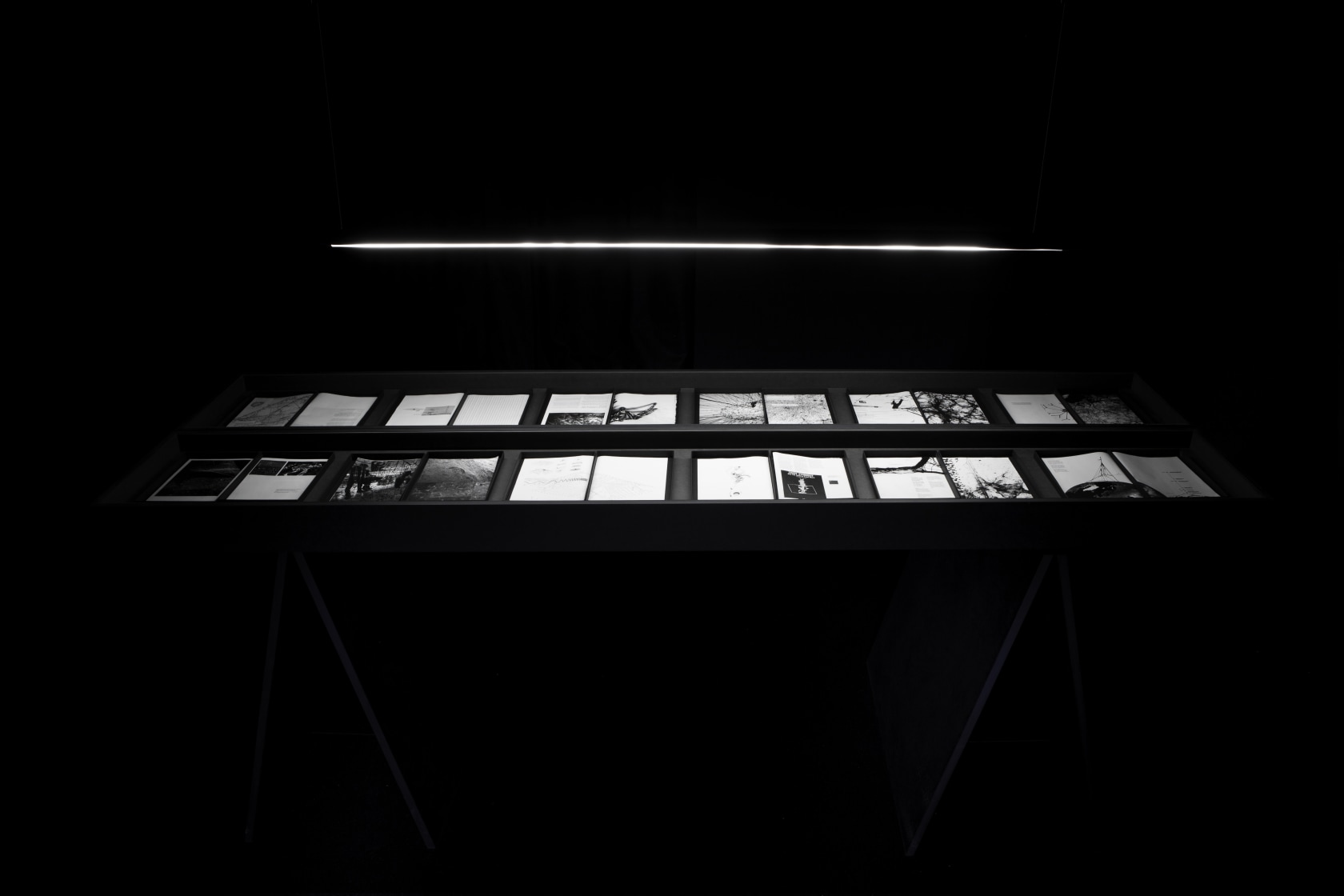 Vitrine, 2013 MDF, paper prints, glass, light The works of Tomás Saraceno are developed in close cooperation with scientists and...