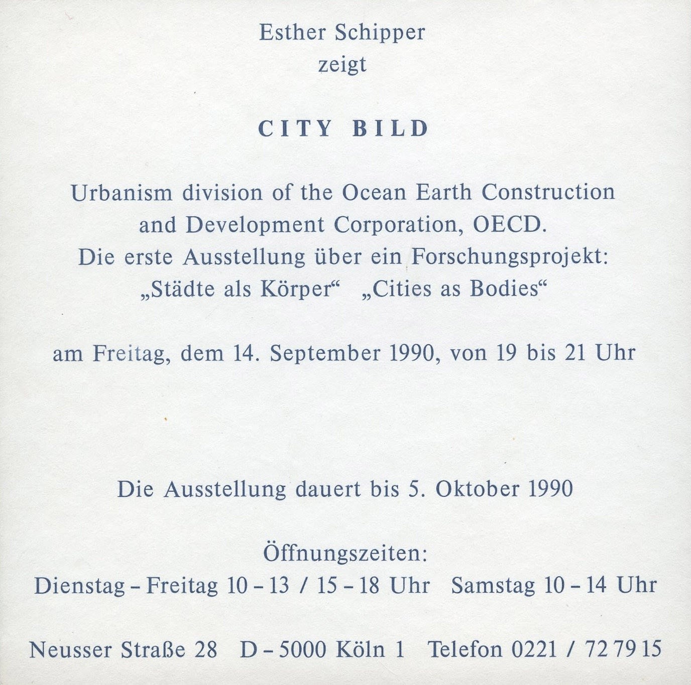 Original exhibition invitation (recto)