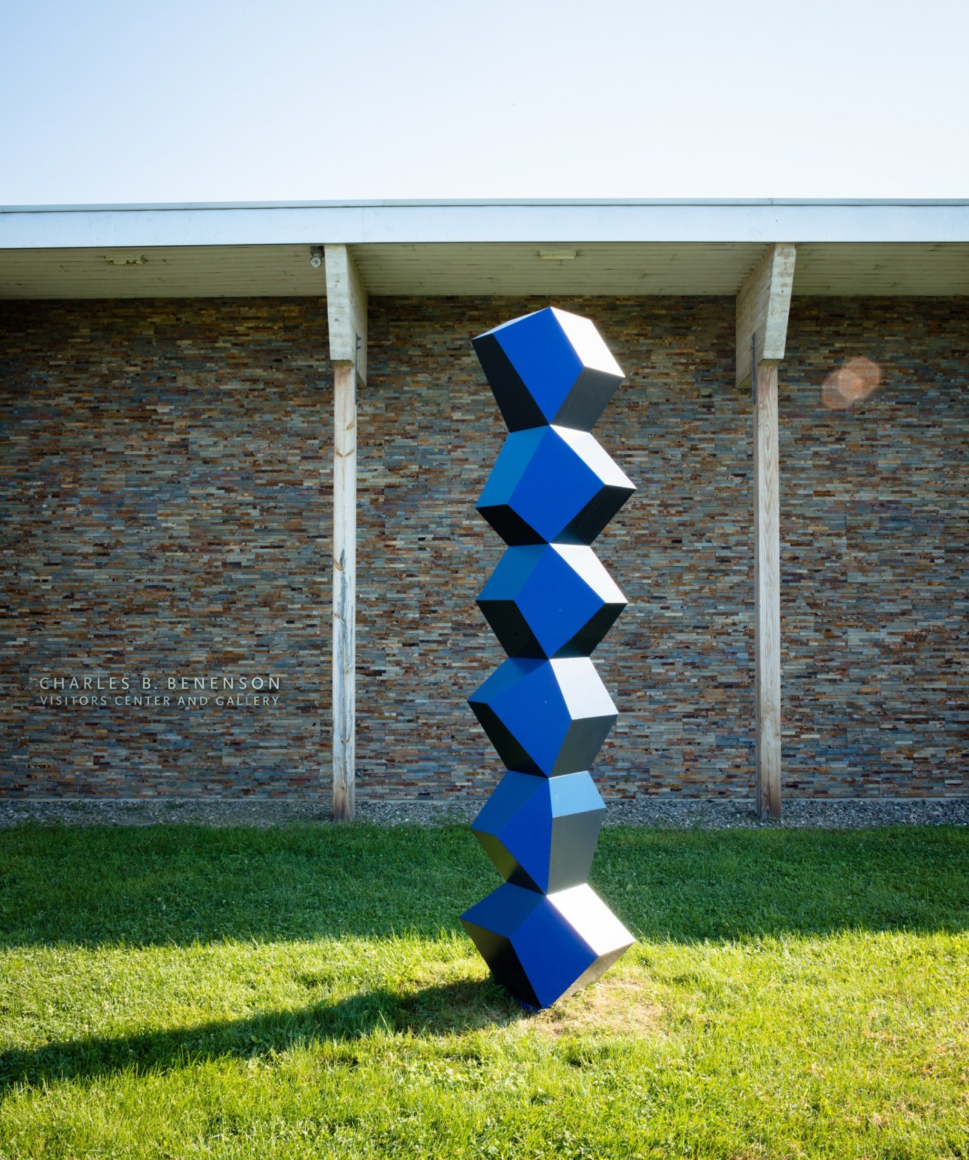 Angela Bulloch Heavy Metal Stack of Six: Trichrome Blue, 2016 Powder-coated steel Photo © Benjamin Swett