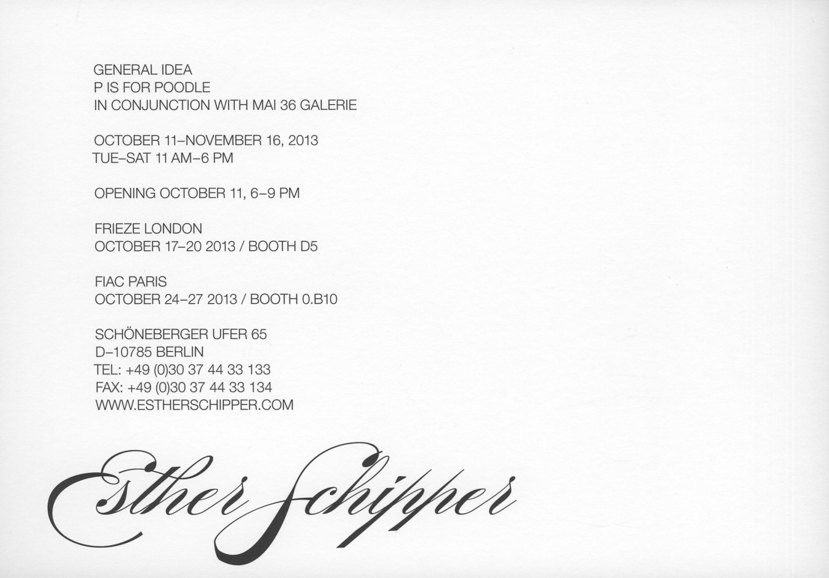 Original exhibition invitation (recto)