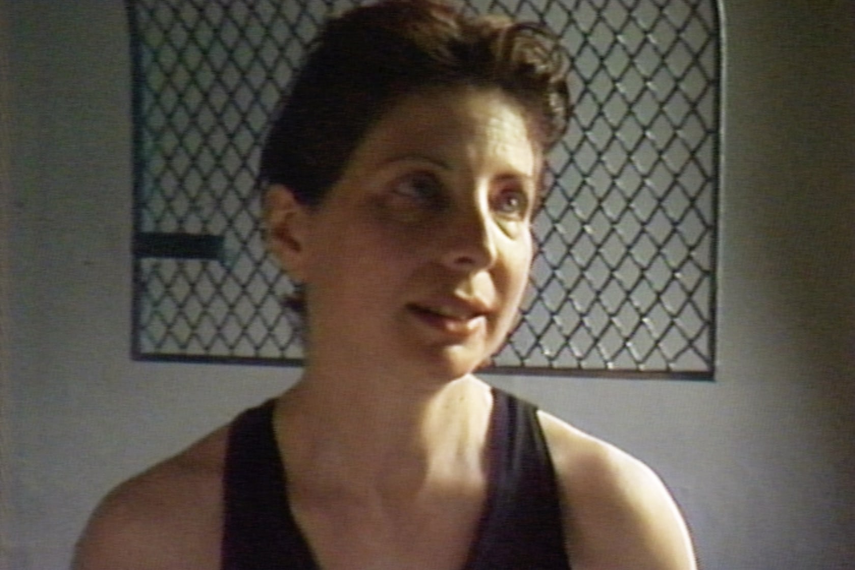 Julia Scher, Discipline Masters, 1988. Exhibition view: Confessions, Schipper & Krome, Berlin, 1995. Film still © Julia Scher