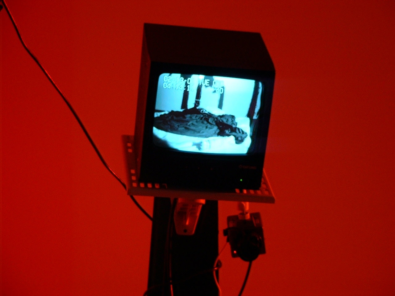 Julia Scher, Surveillance Bed III (detail), 2000. Exhibition view: Always There – Surveillance Bed, Schipper & Krome, Berlin, 2000. Photo...