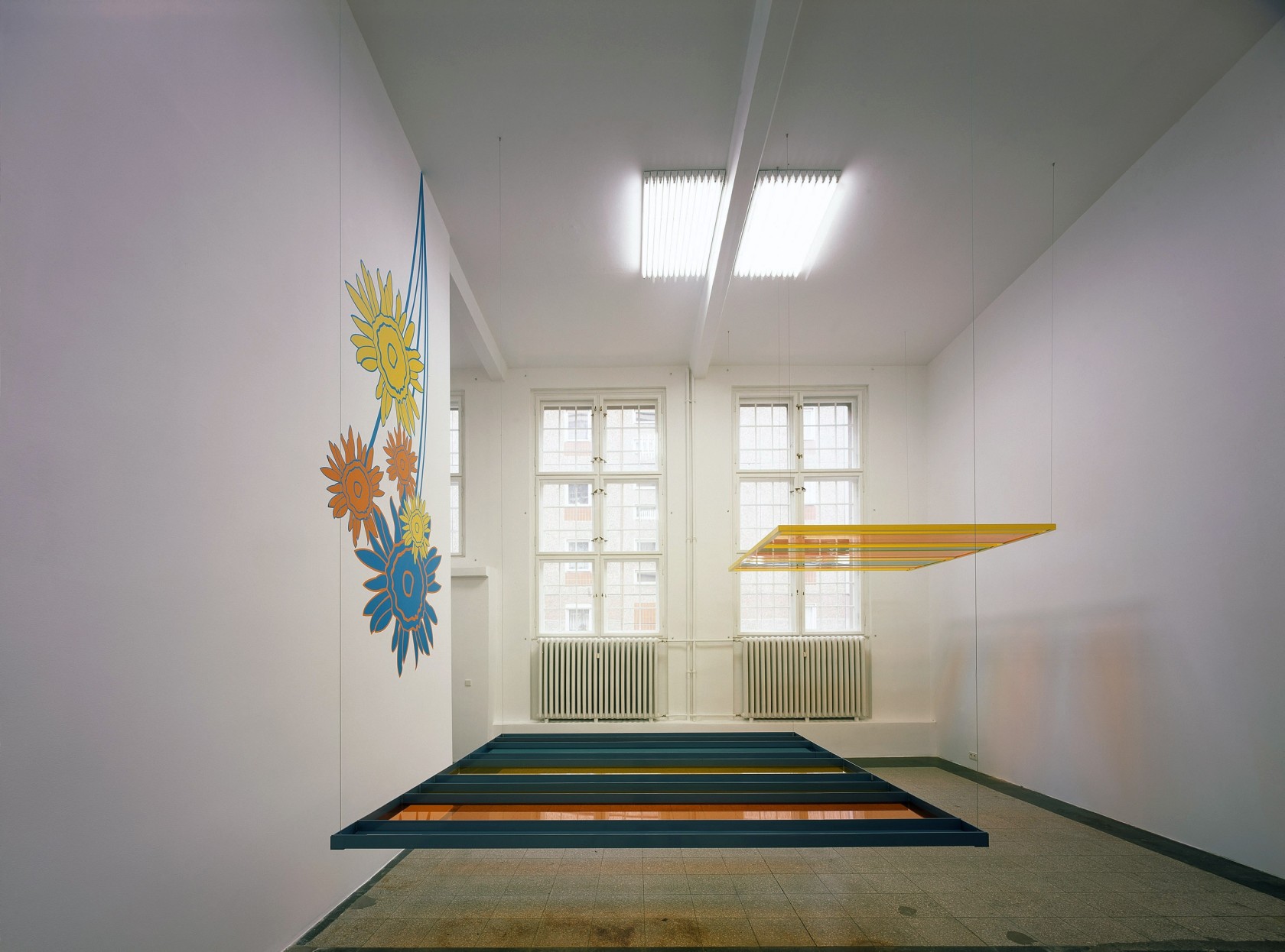 Exhibition view: Hills and trays and..., Schipper & Krome, Berlin, 2003. Photo © Jörg von Bruchhausen