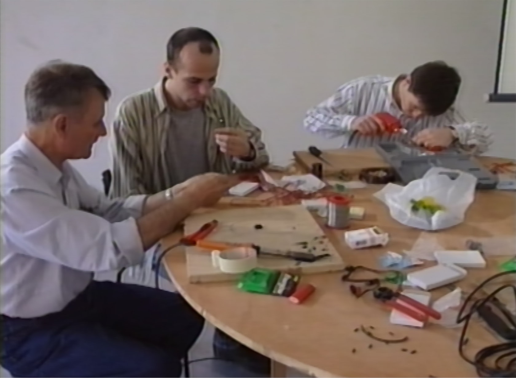 Philippe Parreno, Werktische (Made on the First of May), 1995. Exhibition view: Werktische, Schipper & Krome, Cologne, 1995. Film still...