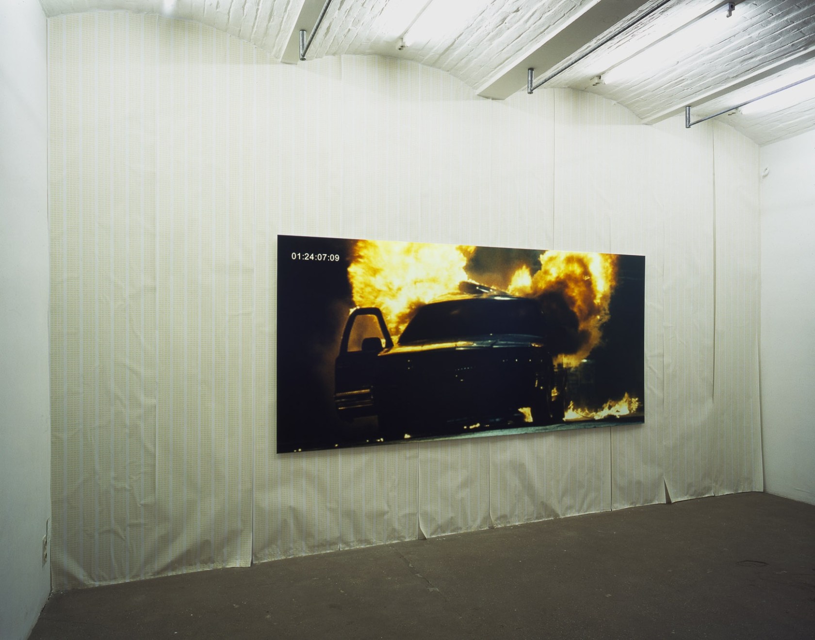 Back: RothStauffenberg, Timecoded Wallpaper, 2000. Front: Rothstauffenberg, 01:24:07:09, 2000. Exhibition view: Shuß-Gegenschuß, Schipper & Krome, Berlin, 2000. Photo © Carsten...