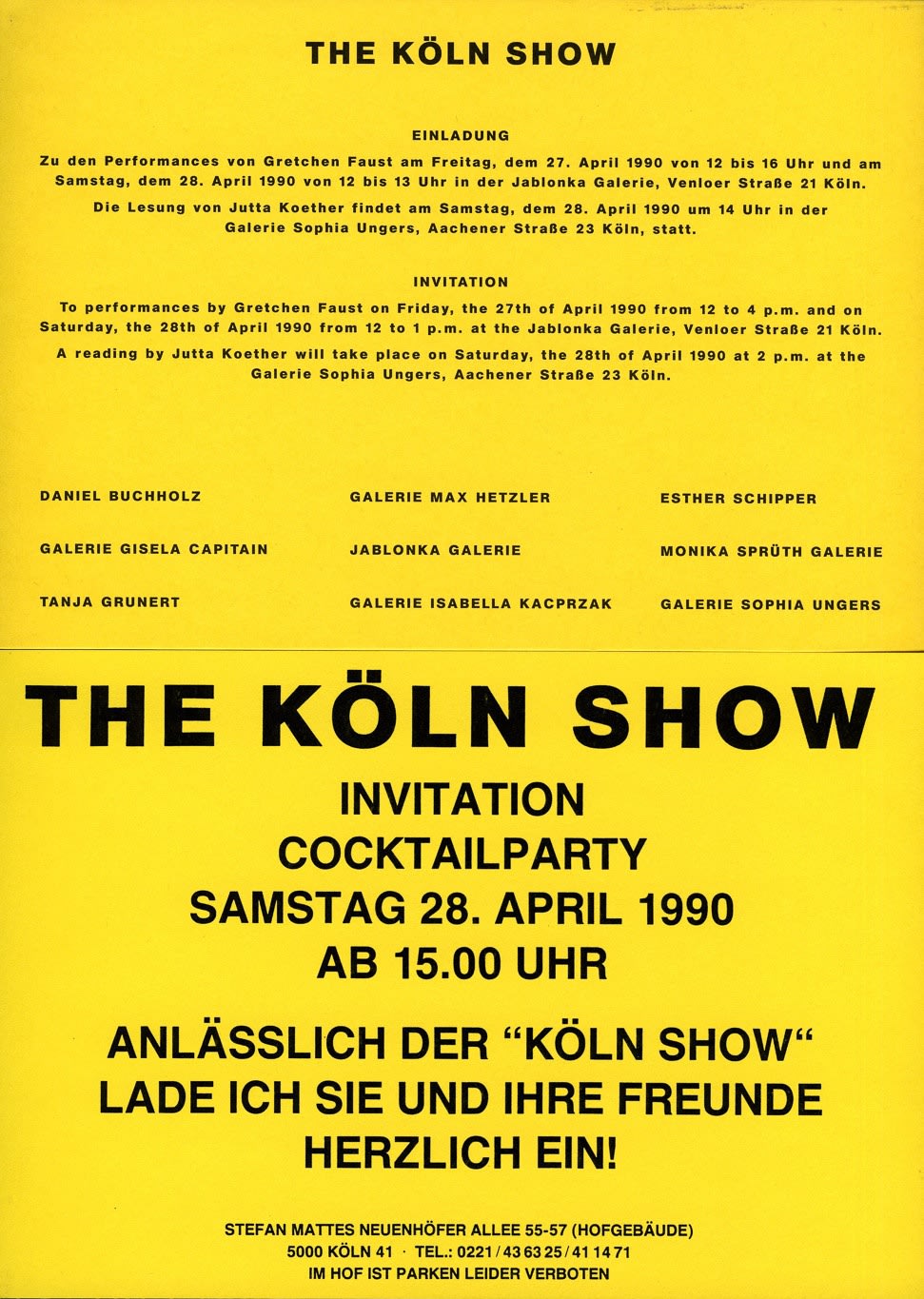 Original exhibition opening invitation (recto / verso)