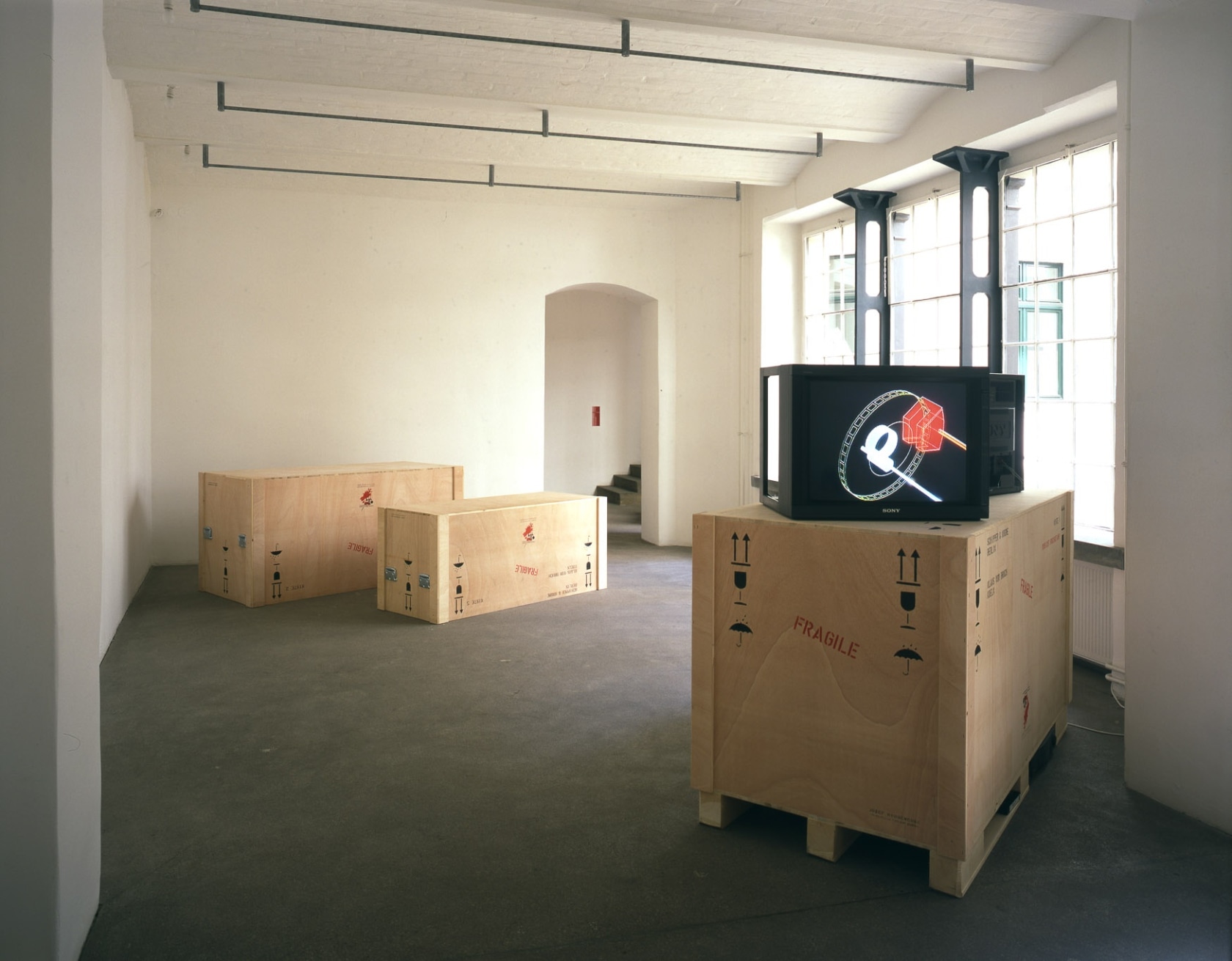 Klaus vom Bruch, Unfinishedandfinishedtapes, 1998, Exhibition view: Unfinishedandfinishedtapes, Schipper & Krome, Berlin, 1998. Photo &copy; Carsten Eisfeld