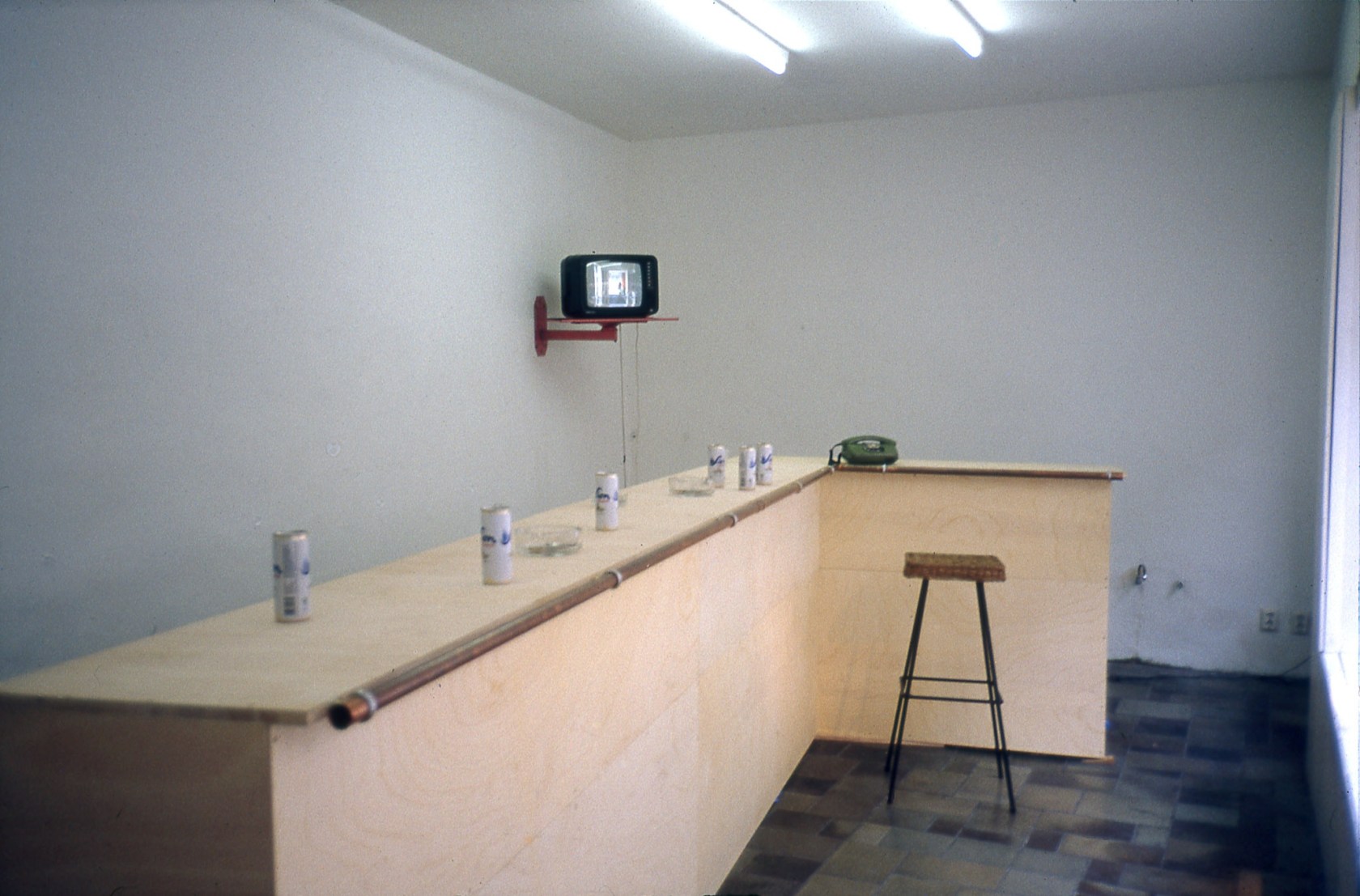 Exhibition view: Rirkrit Tiravanija, Untitled - Angst Essen Seele auf, Schipper & Krome, Cologne, 1994. Photo © Lothar Schnepf