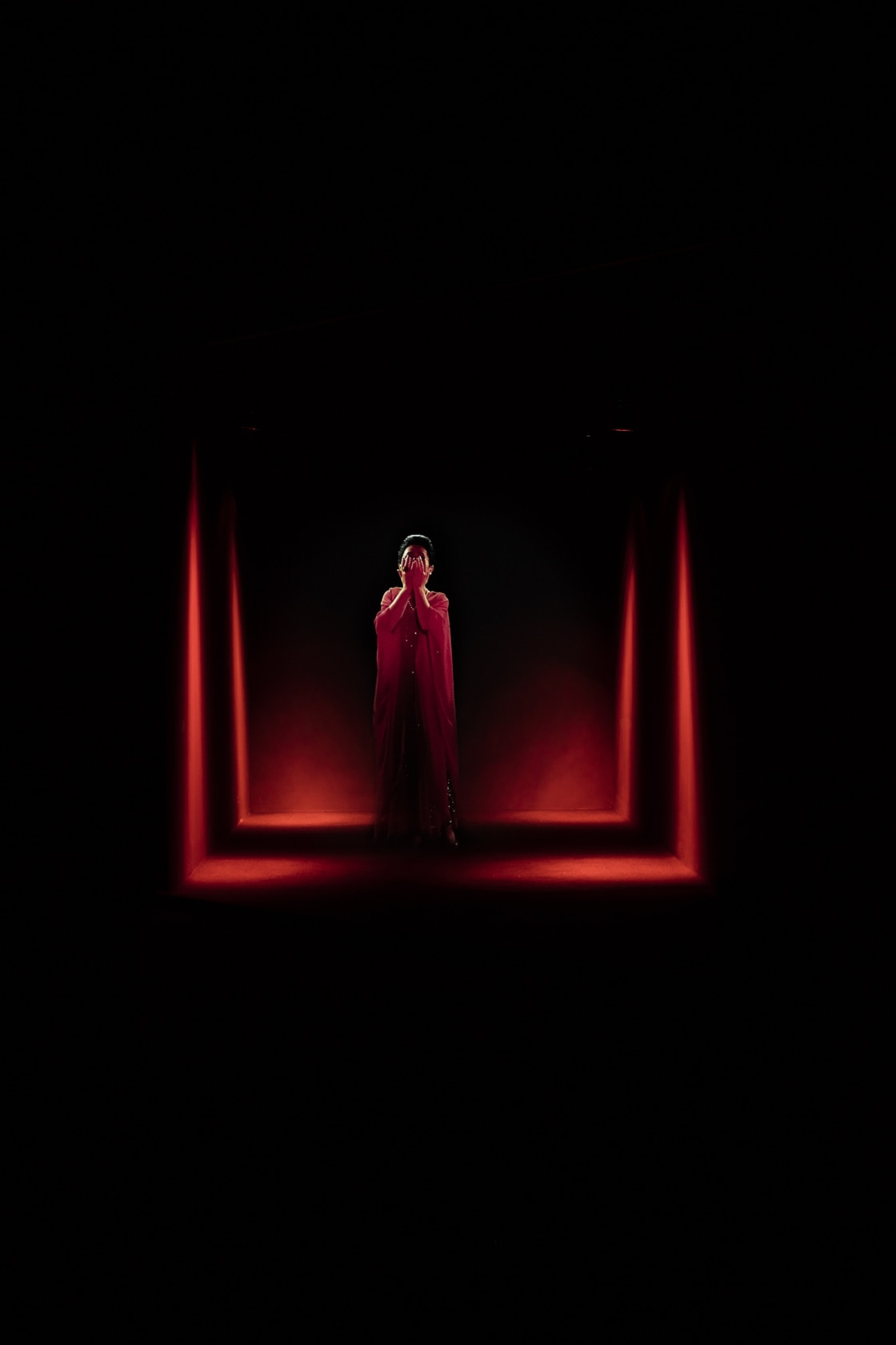 OPERA (QM.15), 2016 HD video, projector, screens, media player, amplifier, speakers, lights, curtains Duration 8:30 min. The second room of...